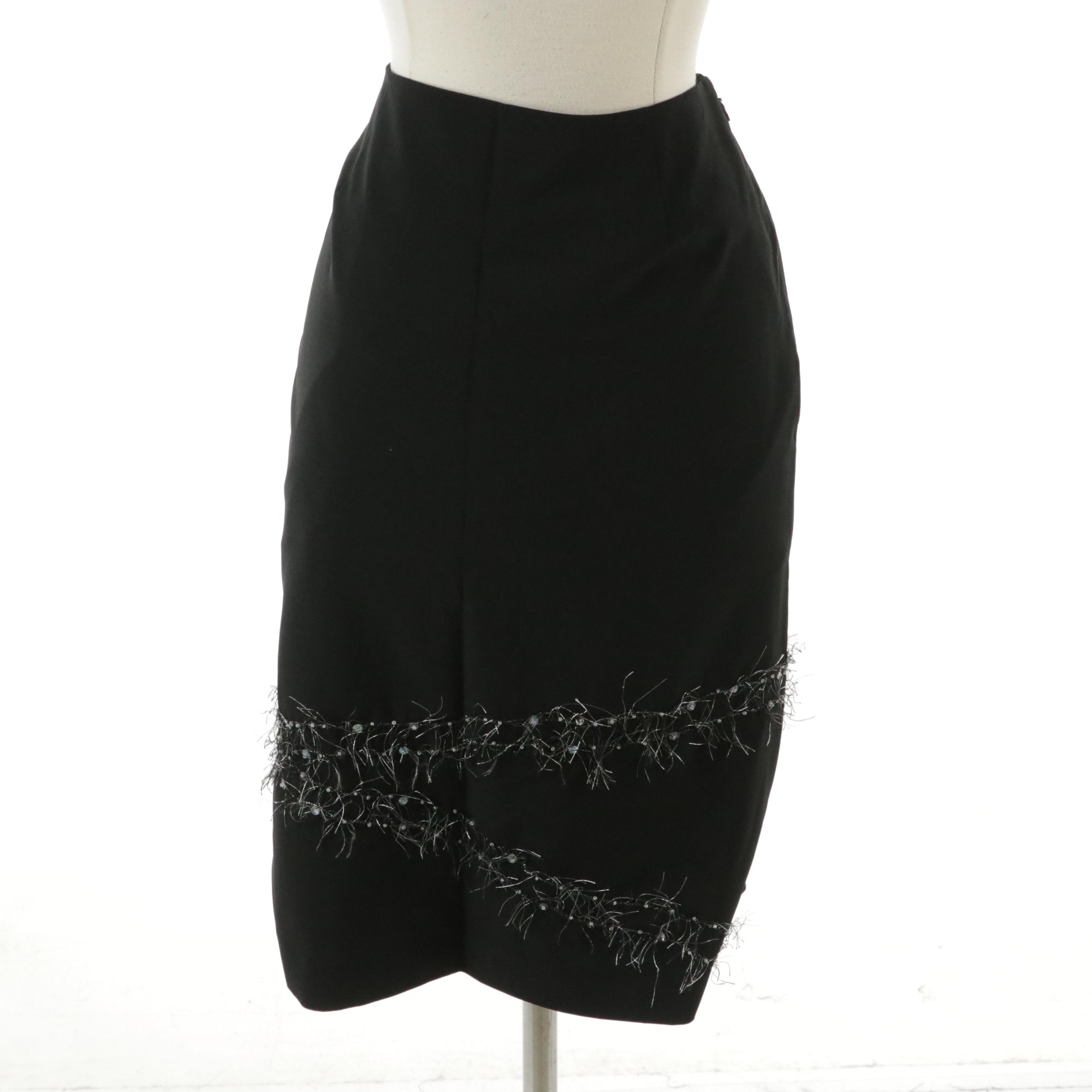 Andrew Gn Embroidered Black Top and Ted Baker Embellished Black Skirt