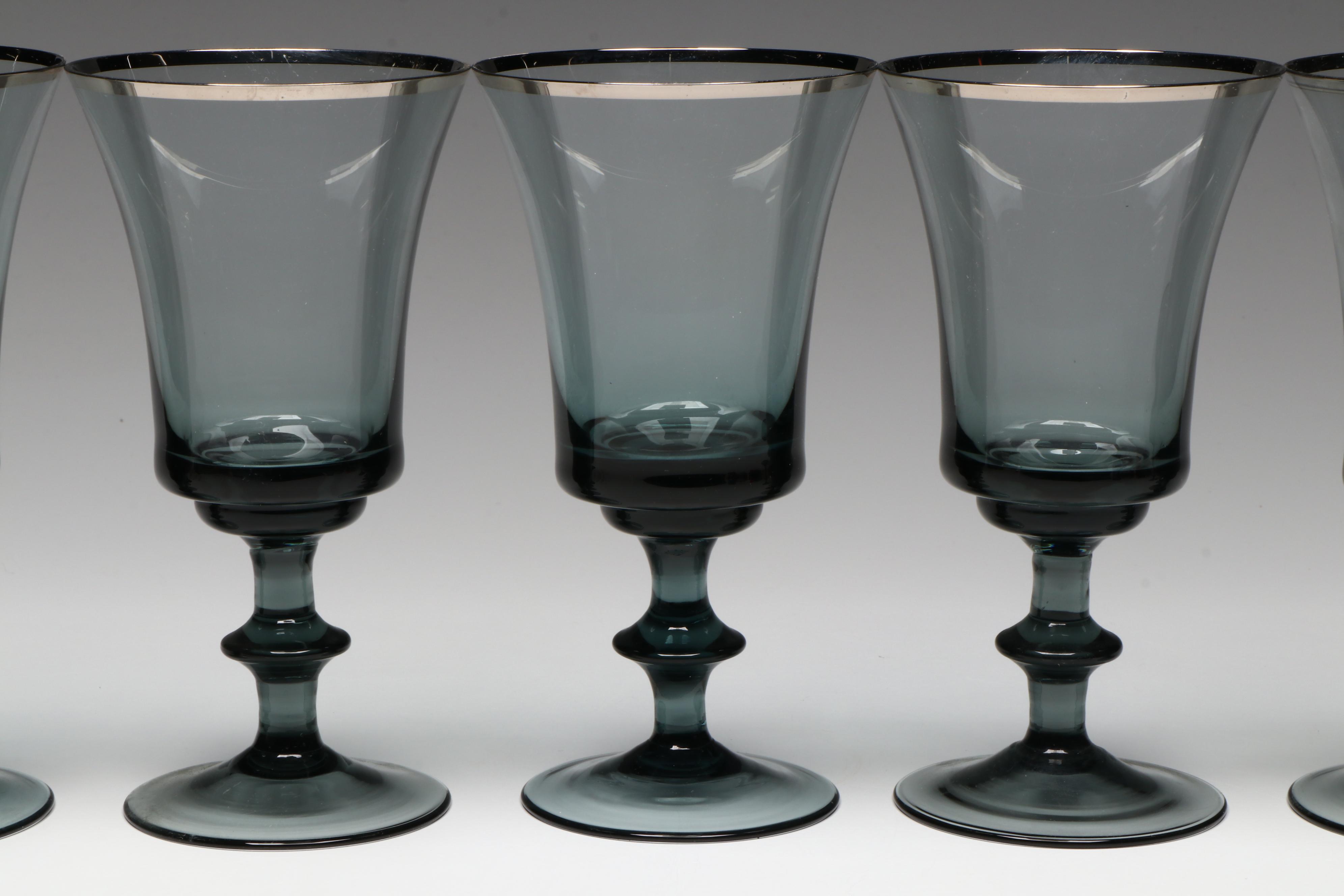 Gorham "Prelude" Smoke Crystal Water Goblets, 1970–1974