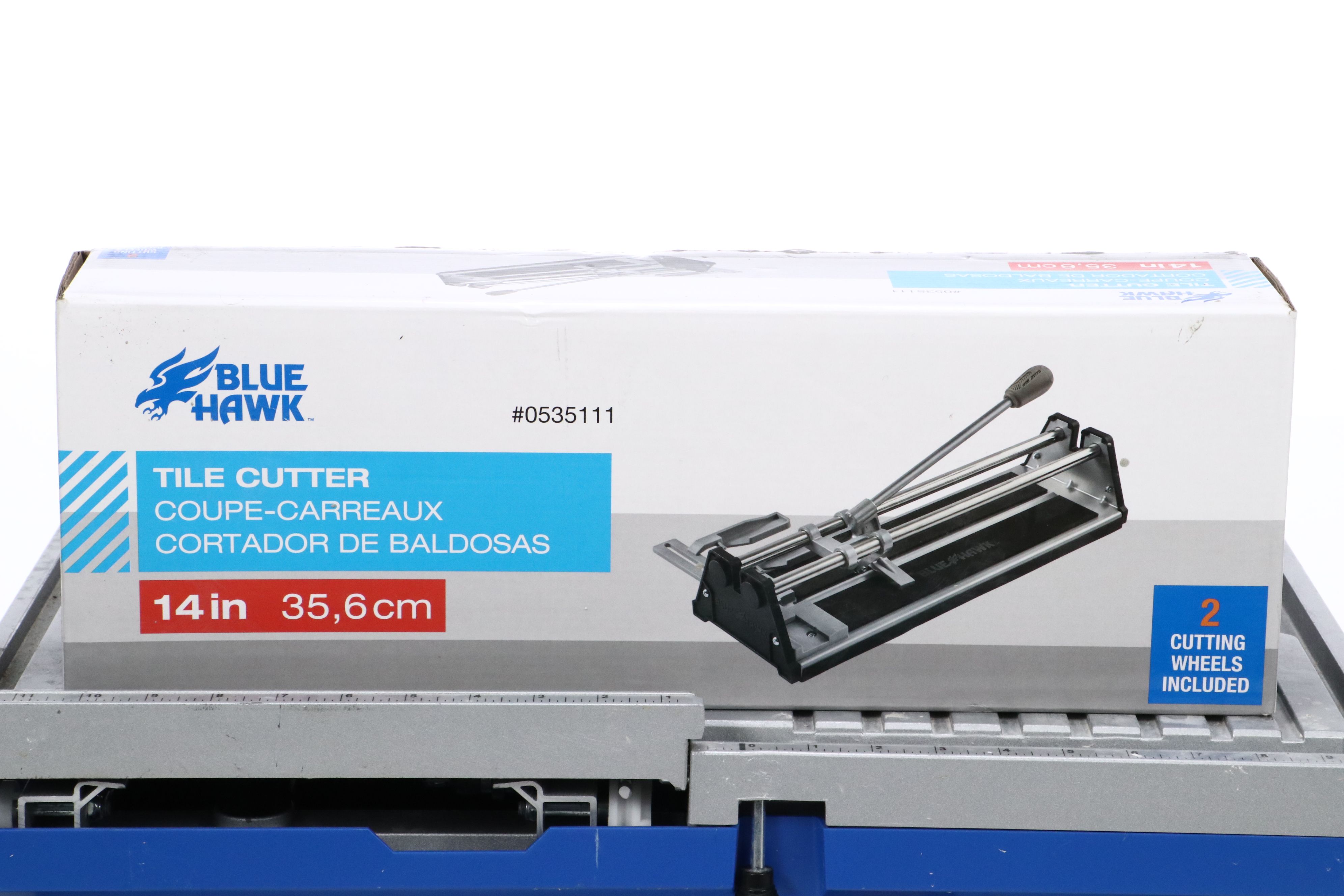 Blue Hawk Tile Cutter and Kobalt Tabletop Sliding Tile Saw