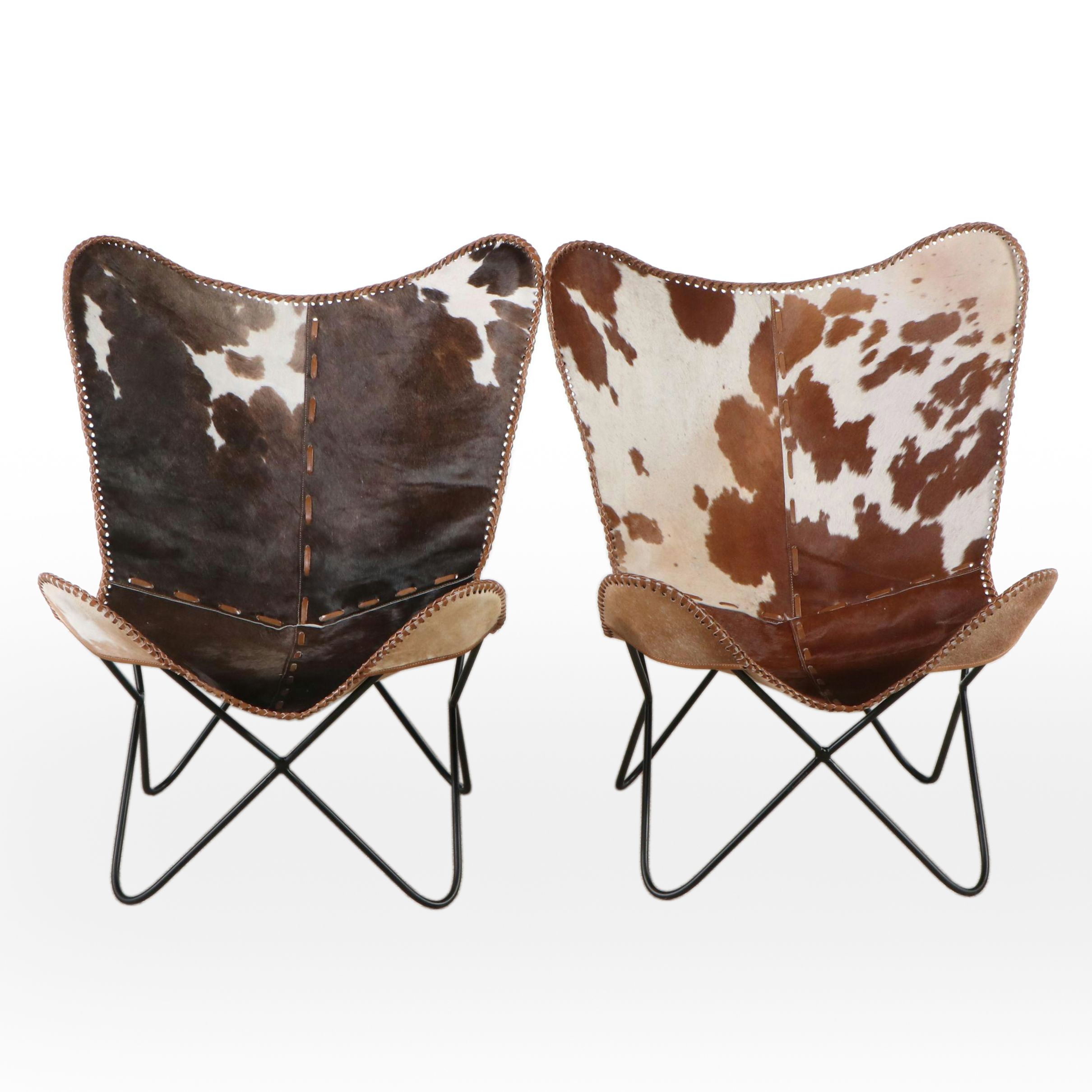 Pair of Contemporary Cowhide Butterfly Chairs