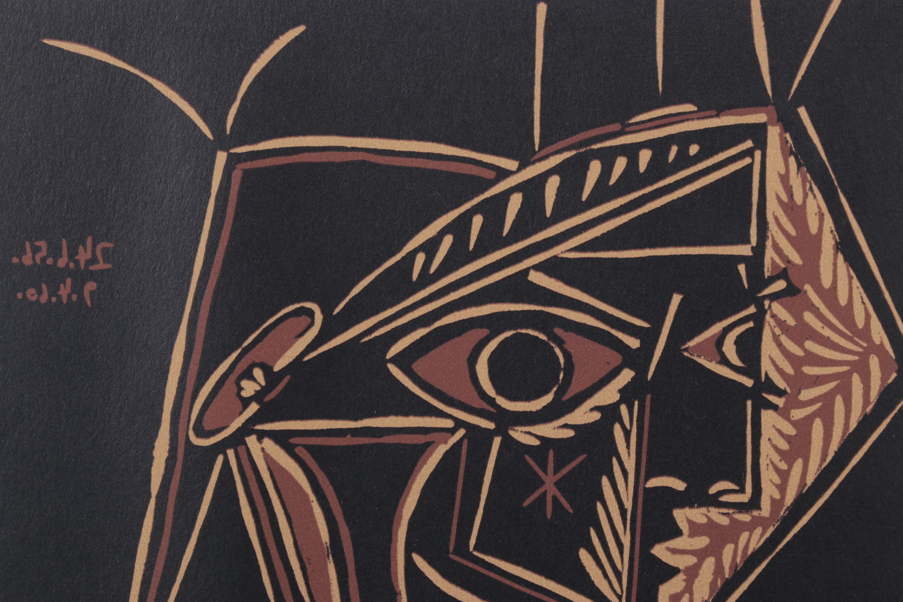 Pablo Picasso Linoleum Cut "Female Bust," 1962