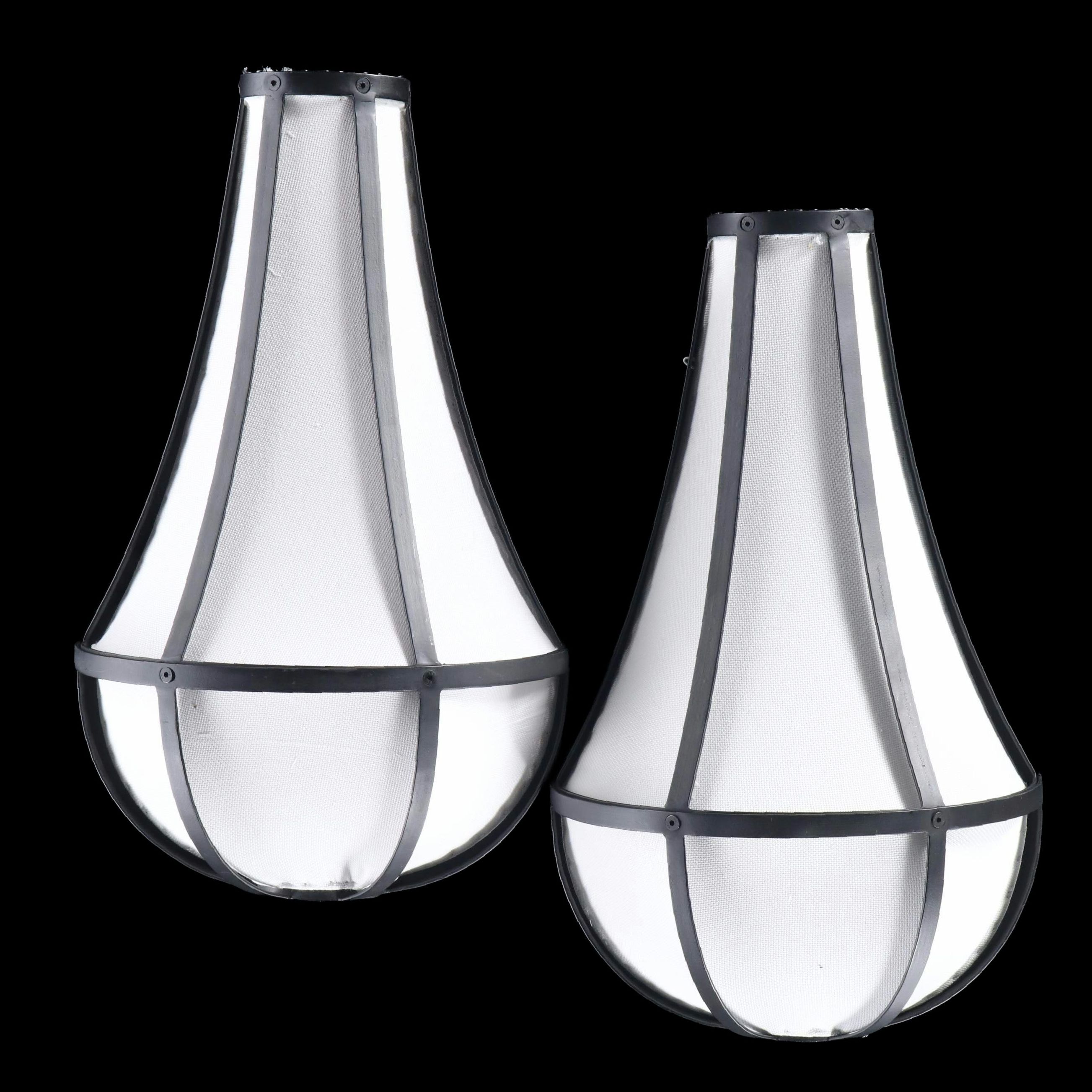 Pair of Bobo Steel and Cotton Teardrop Shade Wall Sconces