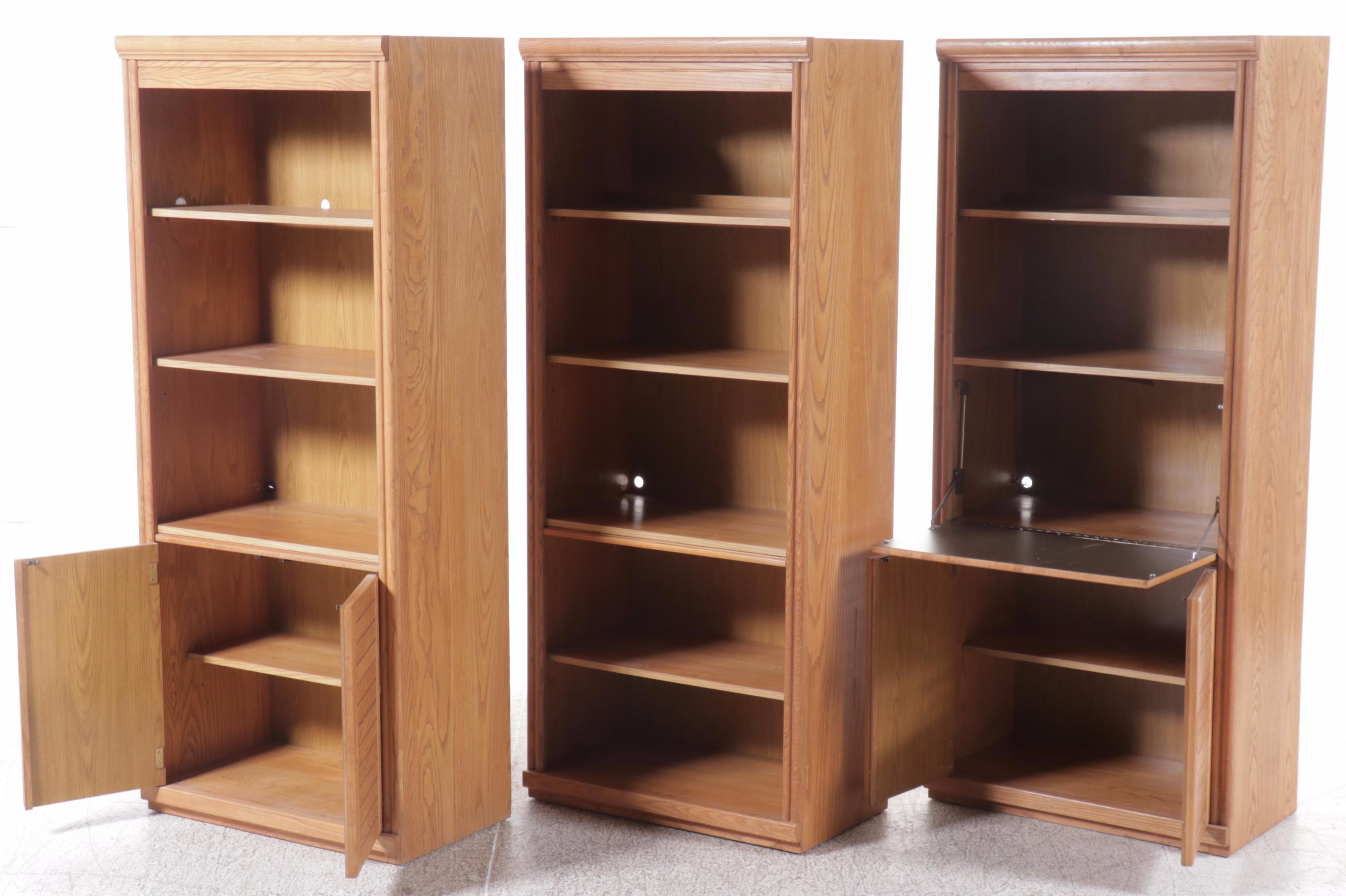 Three-Piece Wall Unit Cabinet Bookcases, Late 20th Century