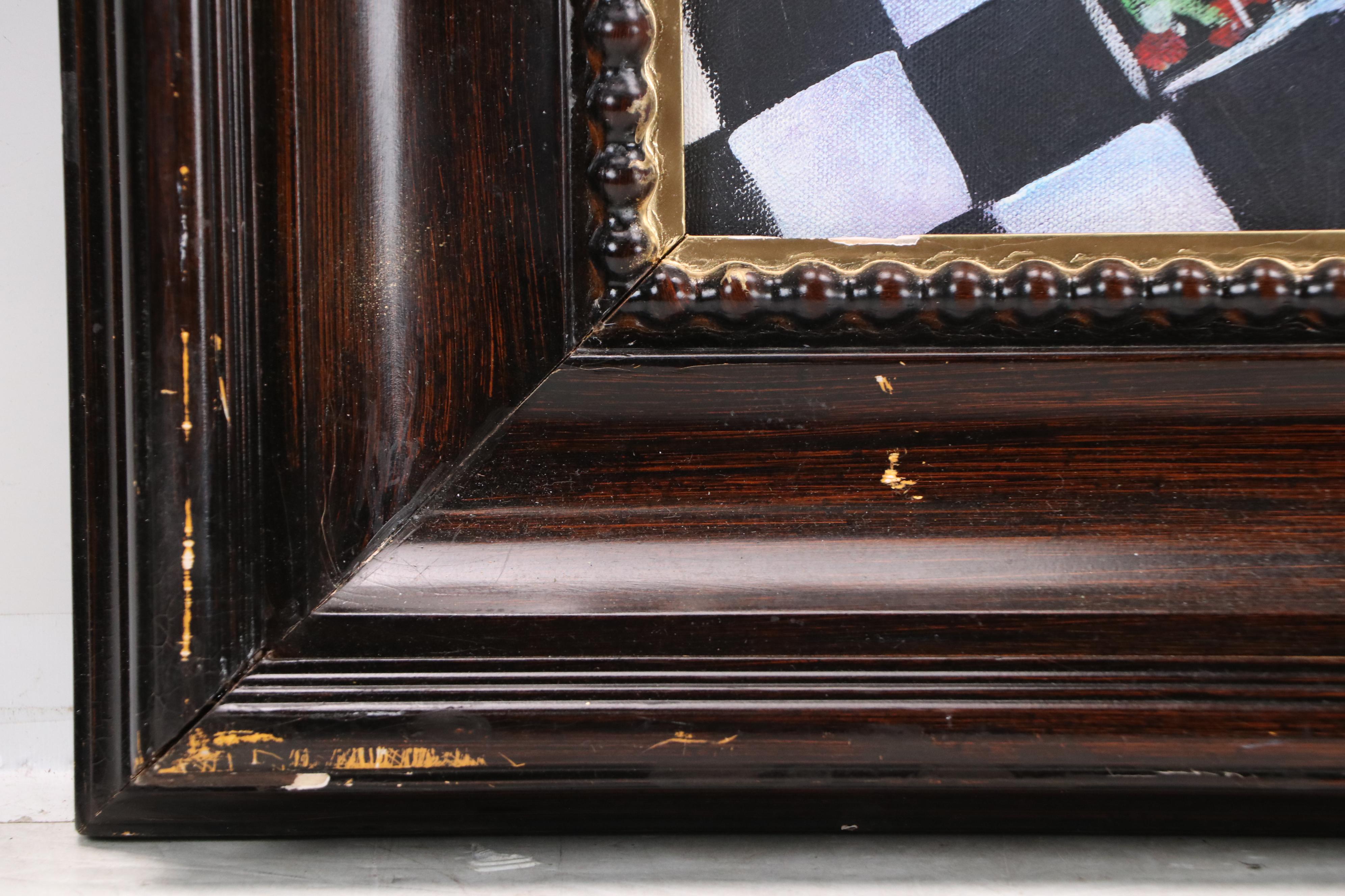 Fauvist Style Acrylic Painting of Interior with Chickens