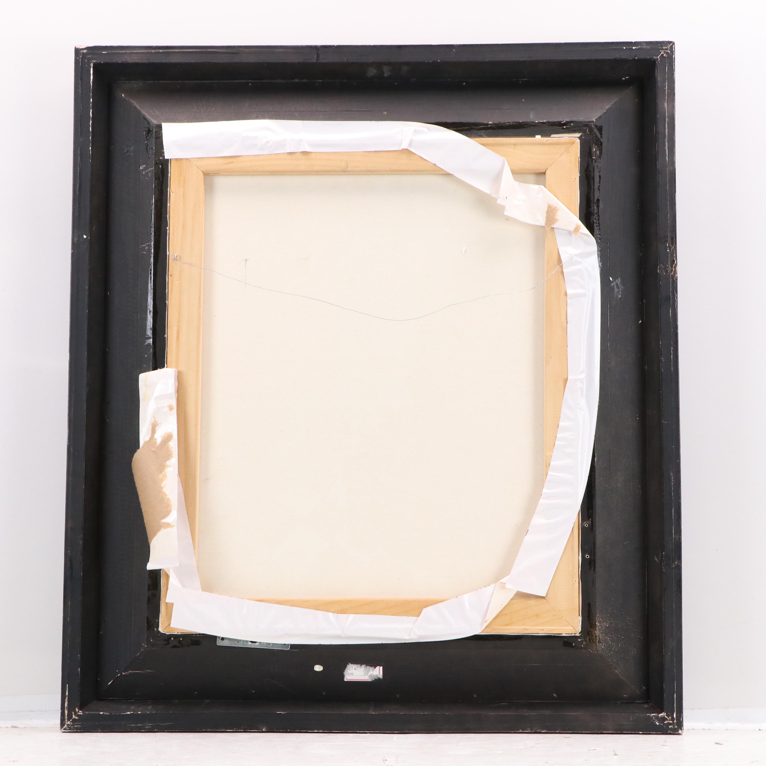 Fauvist Style Acrylic Painting of Interior with Chickens