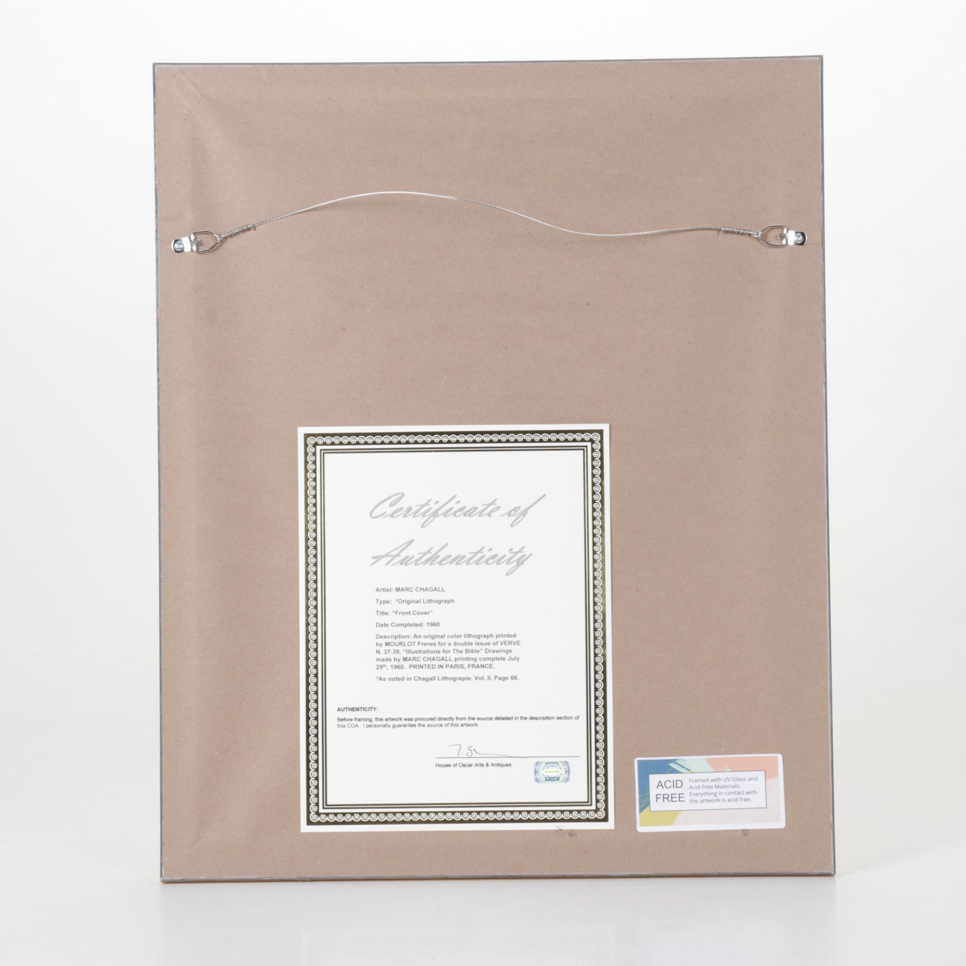 Marc Chagall Color Lithograph Front Cover of "Verve," 1960