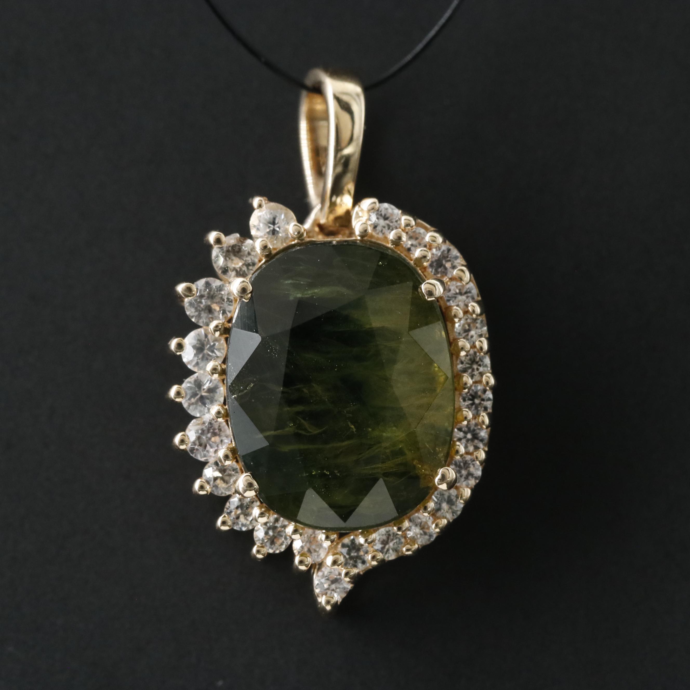 14K Sapphire and White Sapphire Pendant