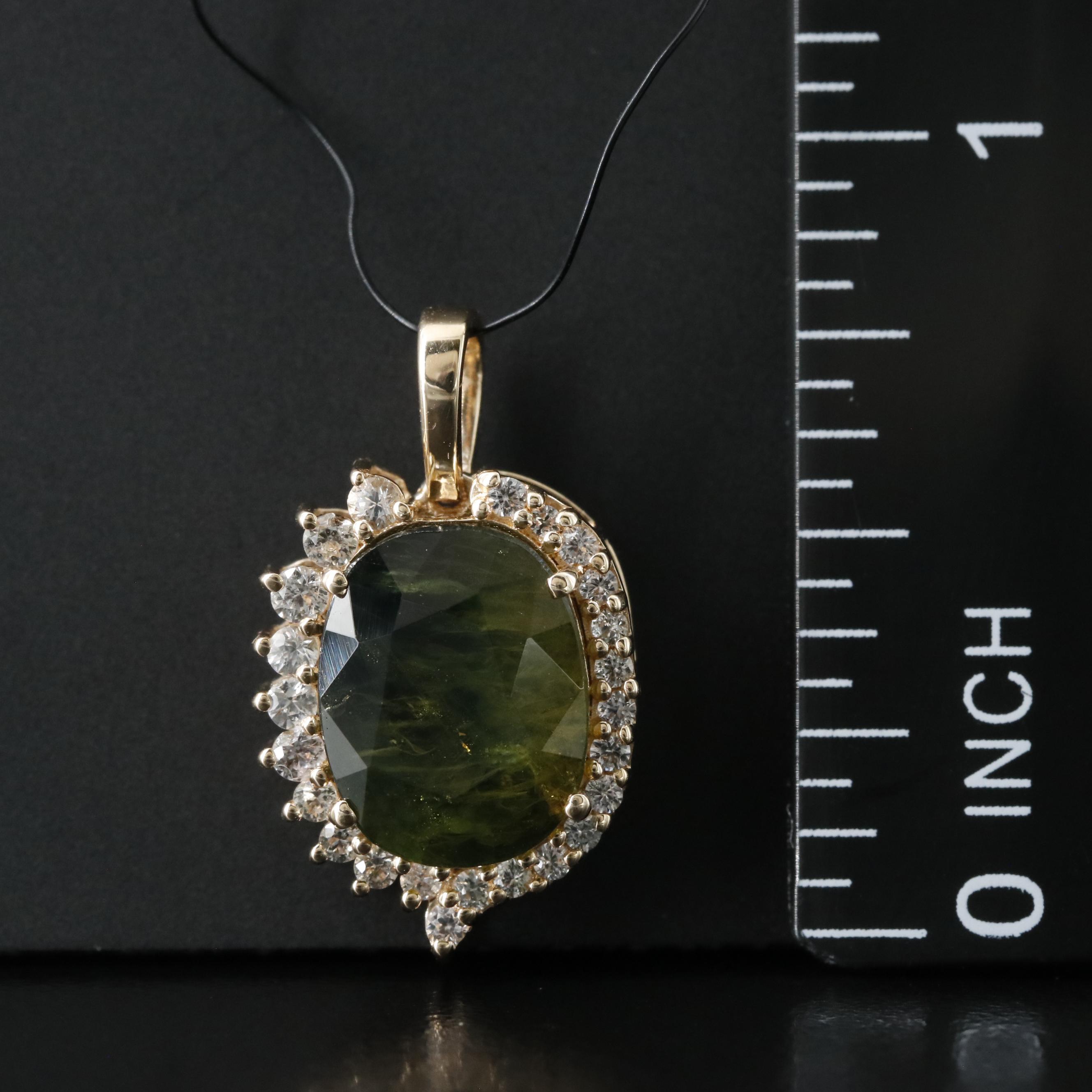 14K Sapphire and White Sapphire Pendant