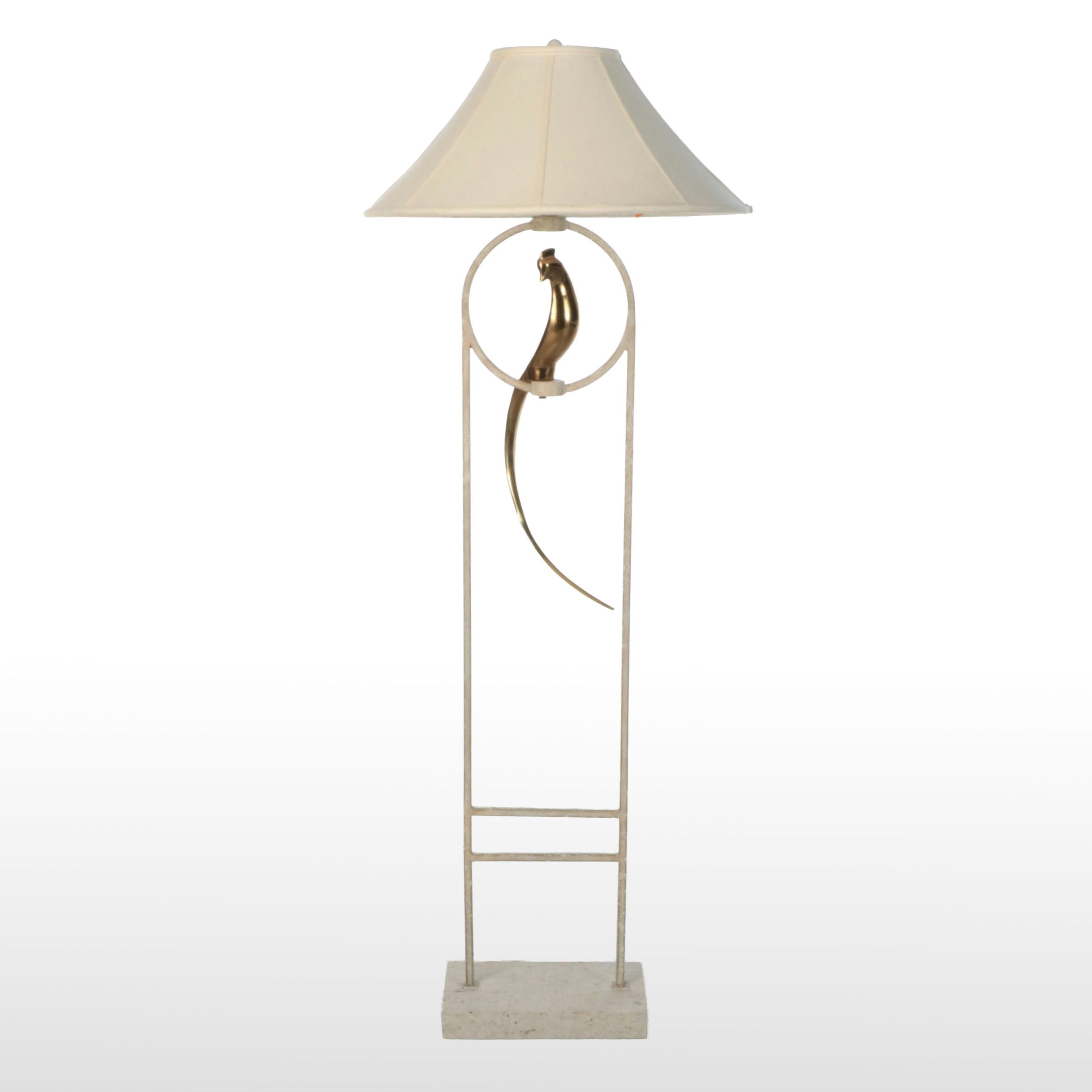 Gilt Perched Bird Metal Floor Lamp