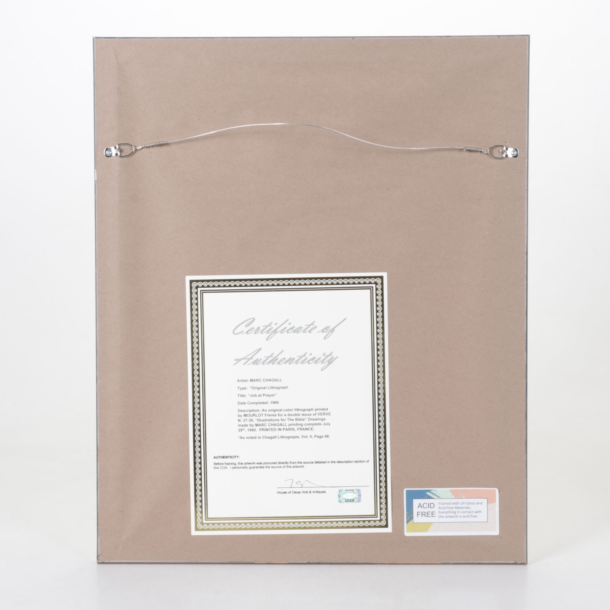 Marc Chagall Color Lithograph "Job en Prière" From "Verve," 1960