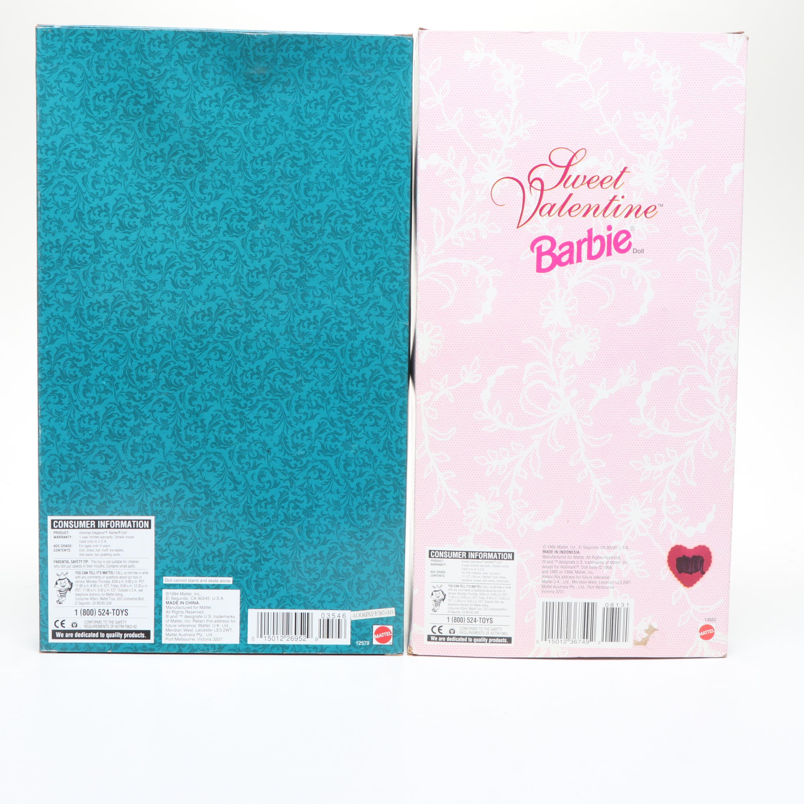 Mattel Barbie Dolls Featuring "Victorian Elegance" and "Sweet Valentine"