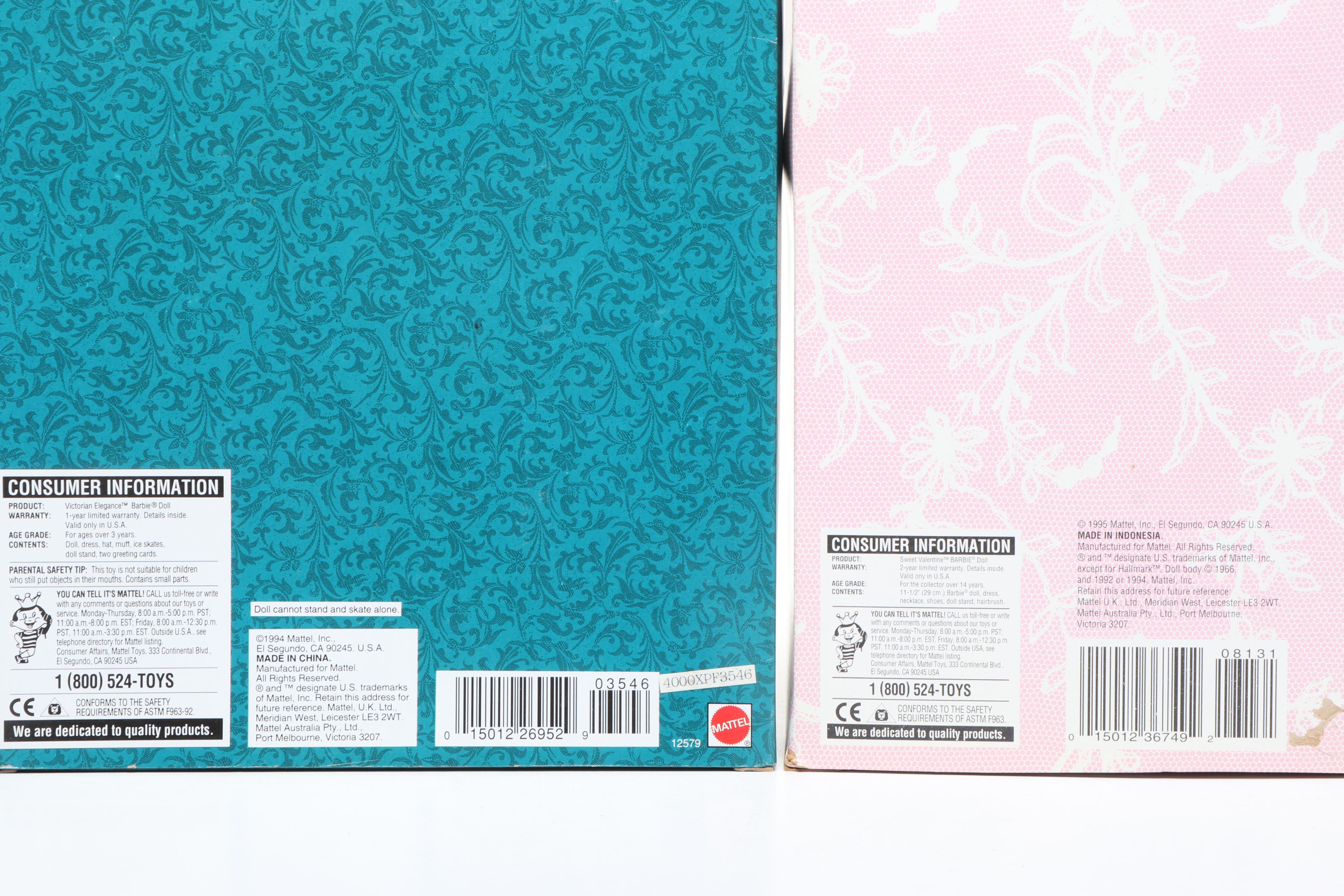 Mattel Barbie Dolls Featuring "Victorian Elegance" and "Sweet Valentine"