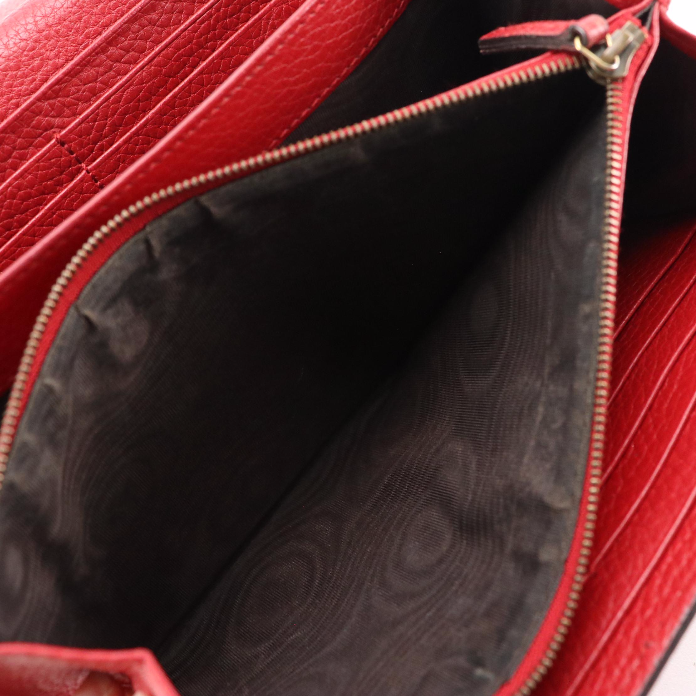 Gucci GG Marmont Wallet on Chain Crossbody Bag in Red Grained Calfskin