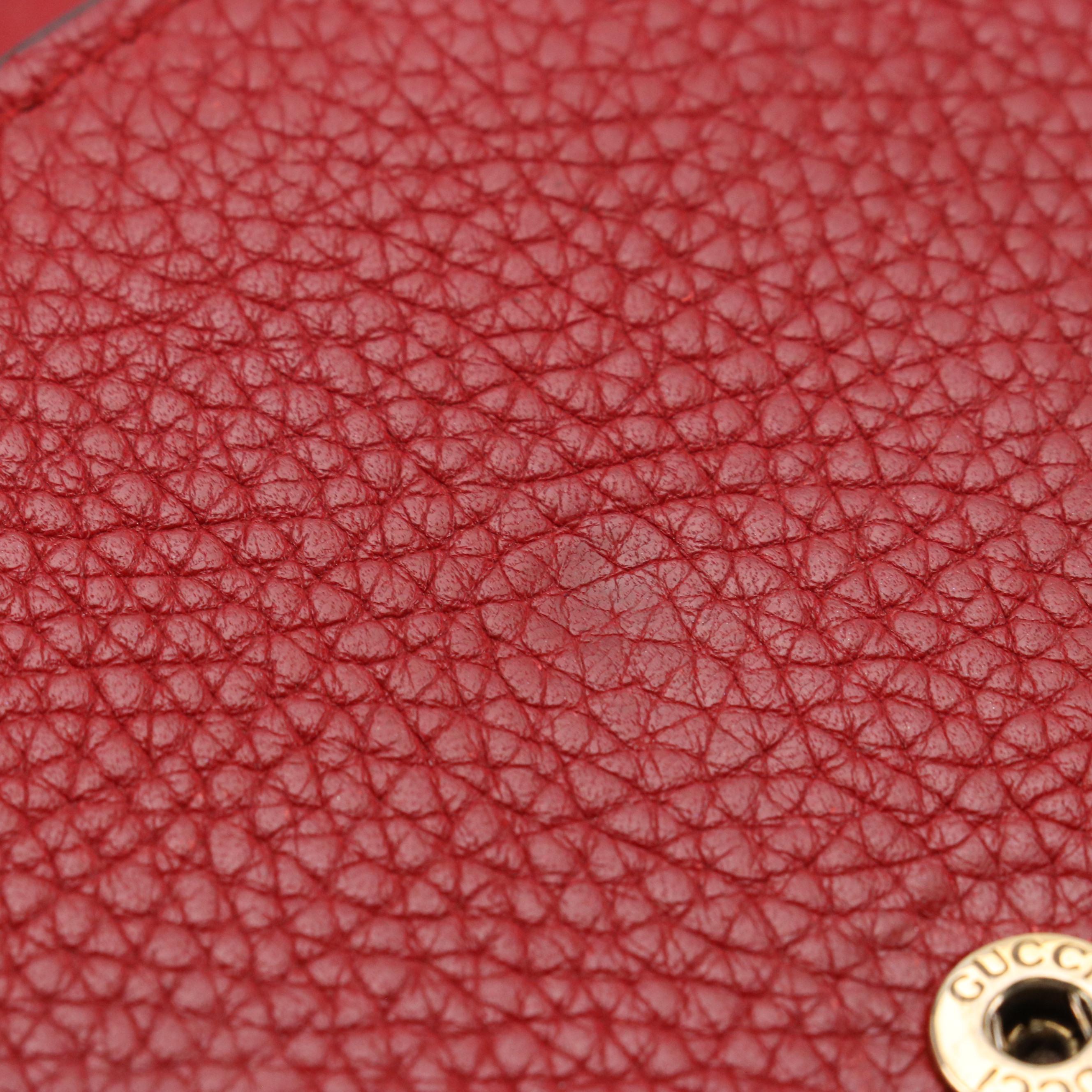 Gucci GG Marmont Wallet on Chain Crossbody Bag in Red Grained Calfskin