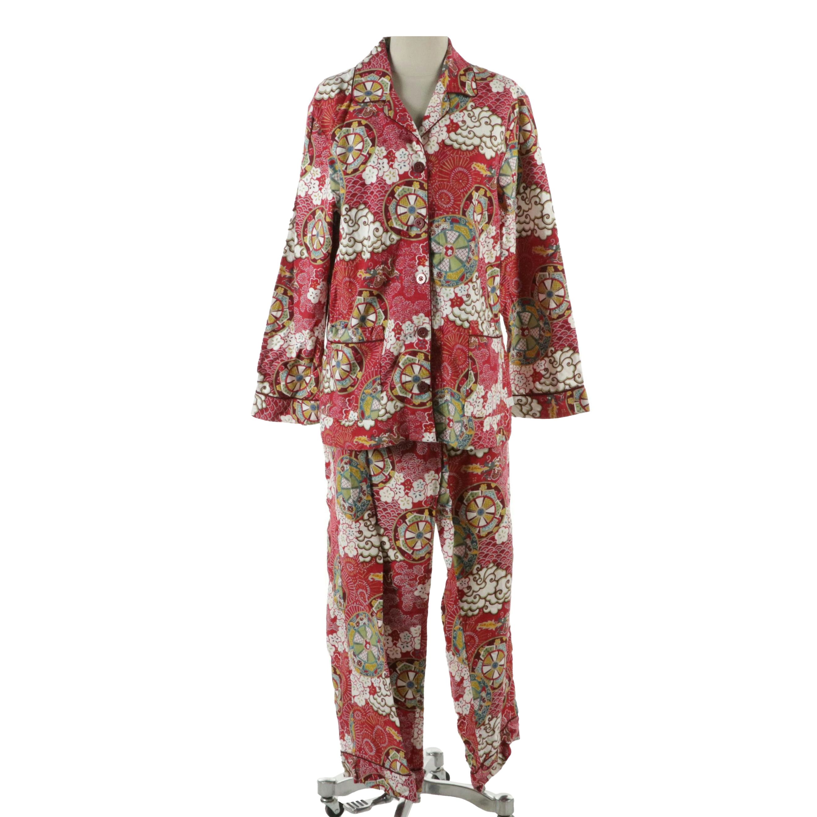 Nick & Nora Japanese Print Flannel Pajama Set