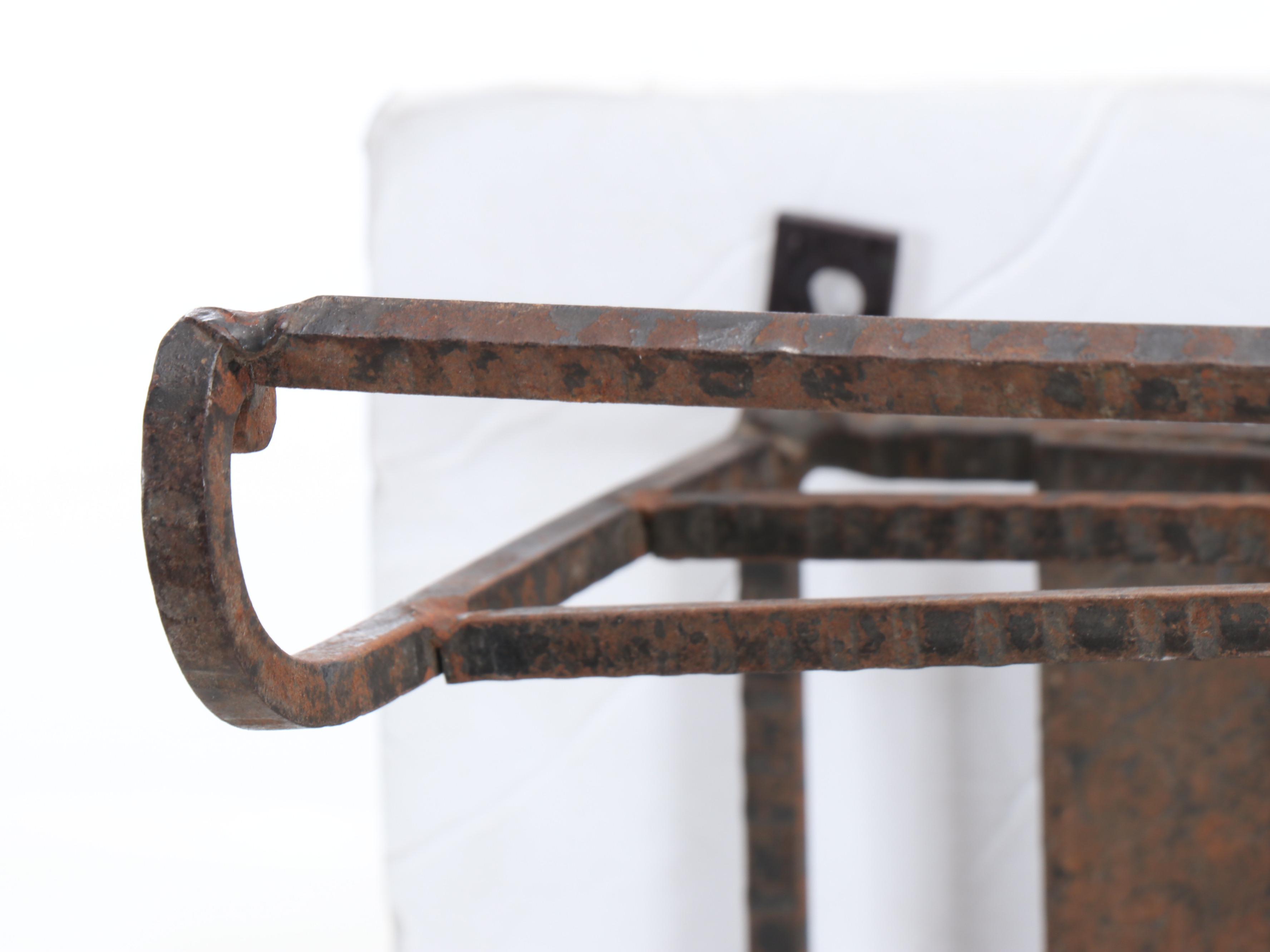 Wrought Metal Combination Wall Mirror and Hat Rack