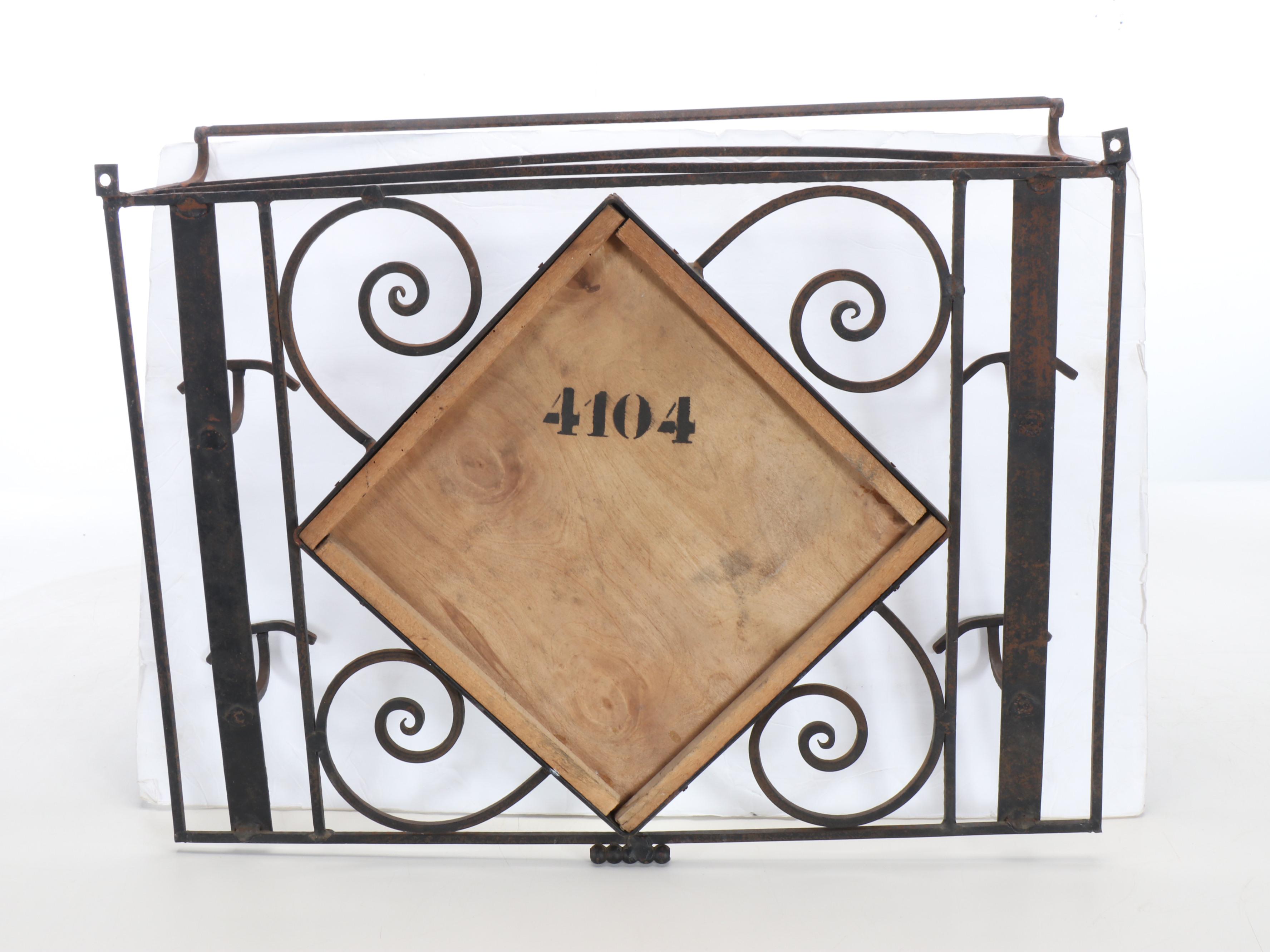 Wrought Metal Combination Wall Mirror and Hat Rack