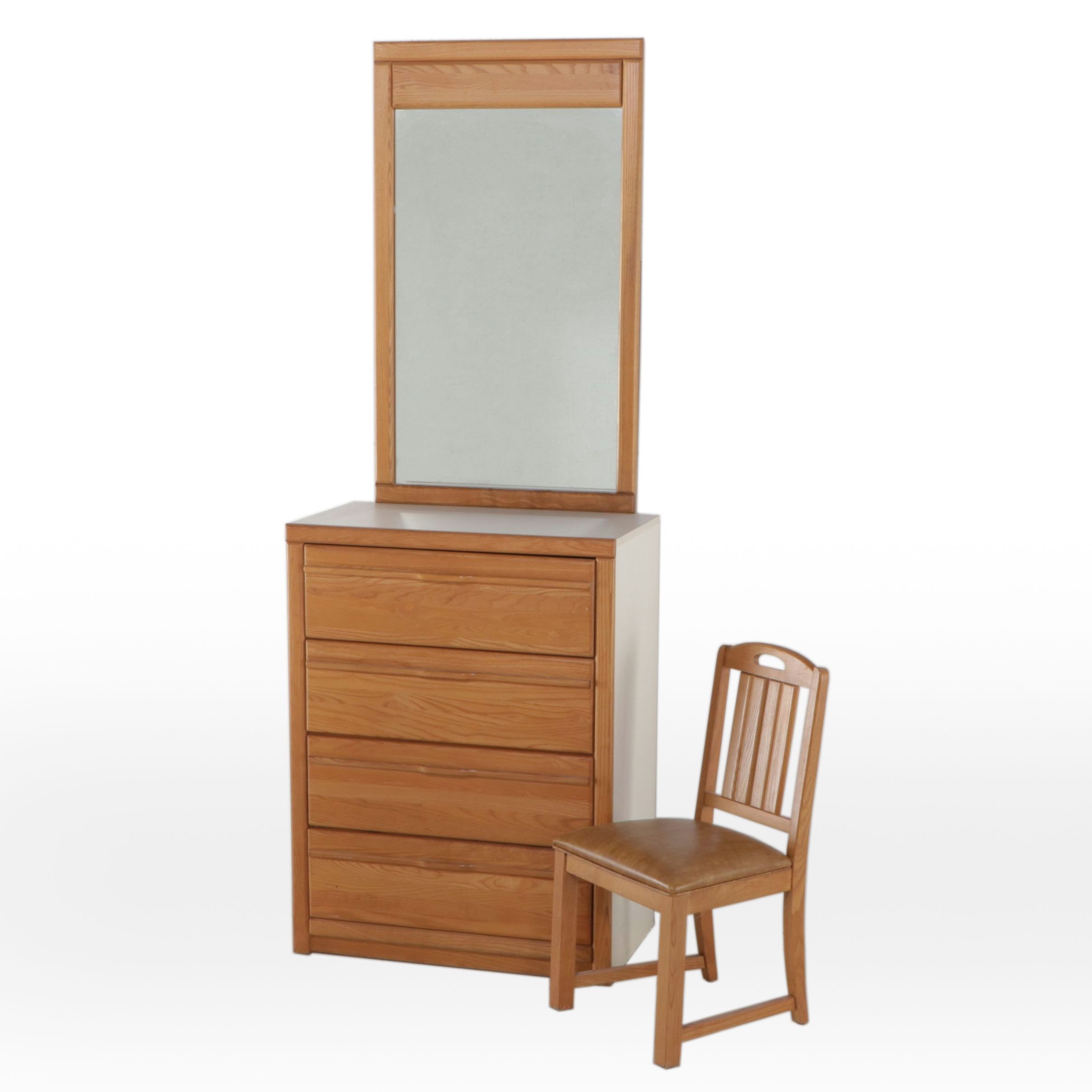 Stanley Furniture Traditional Style Oak Dresser with Side Chair