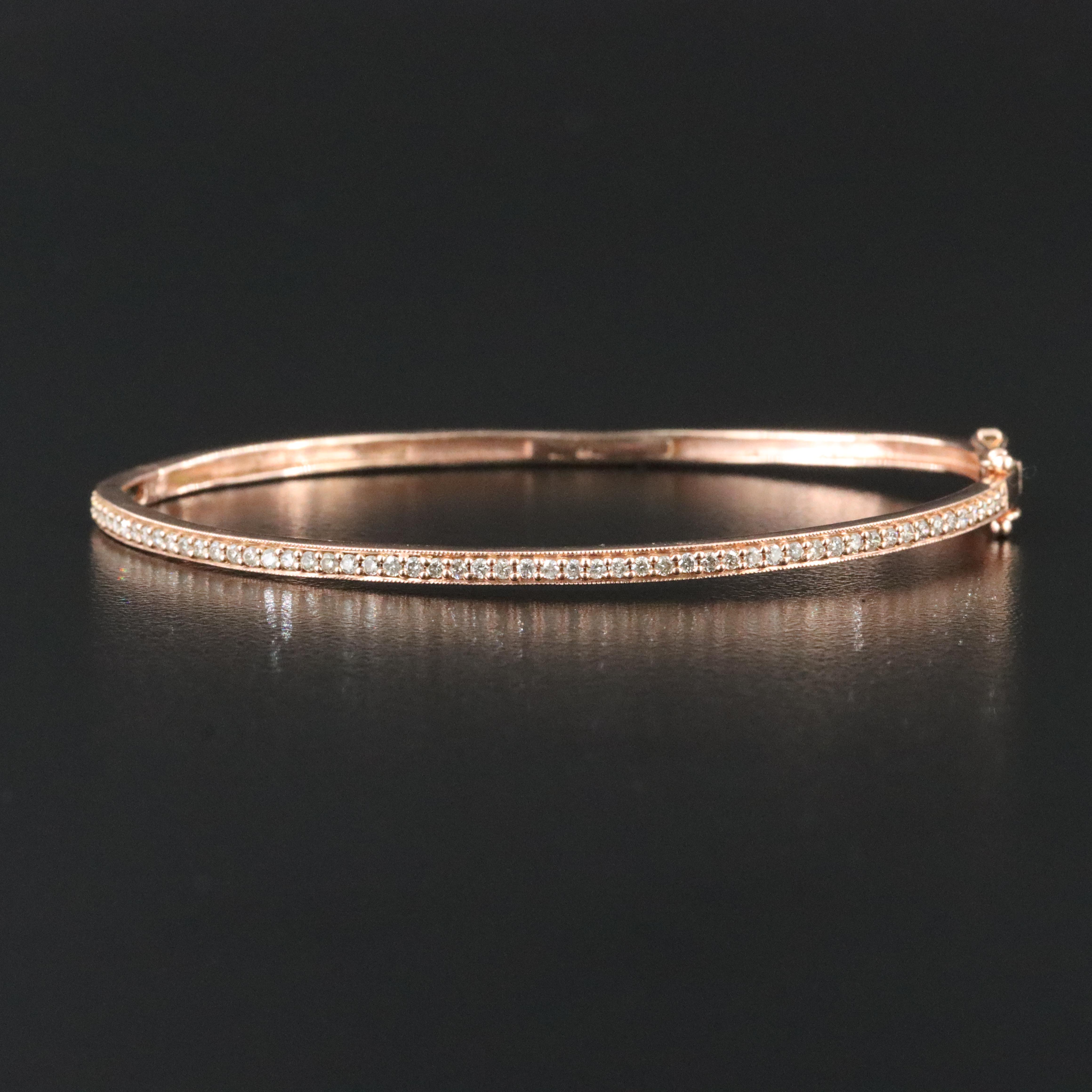 14K Rose Gold 0.49 CTW Diamond Hinged Bangle