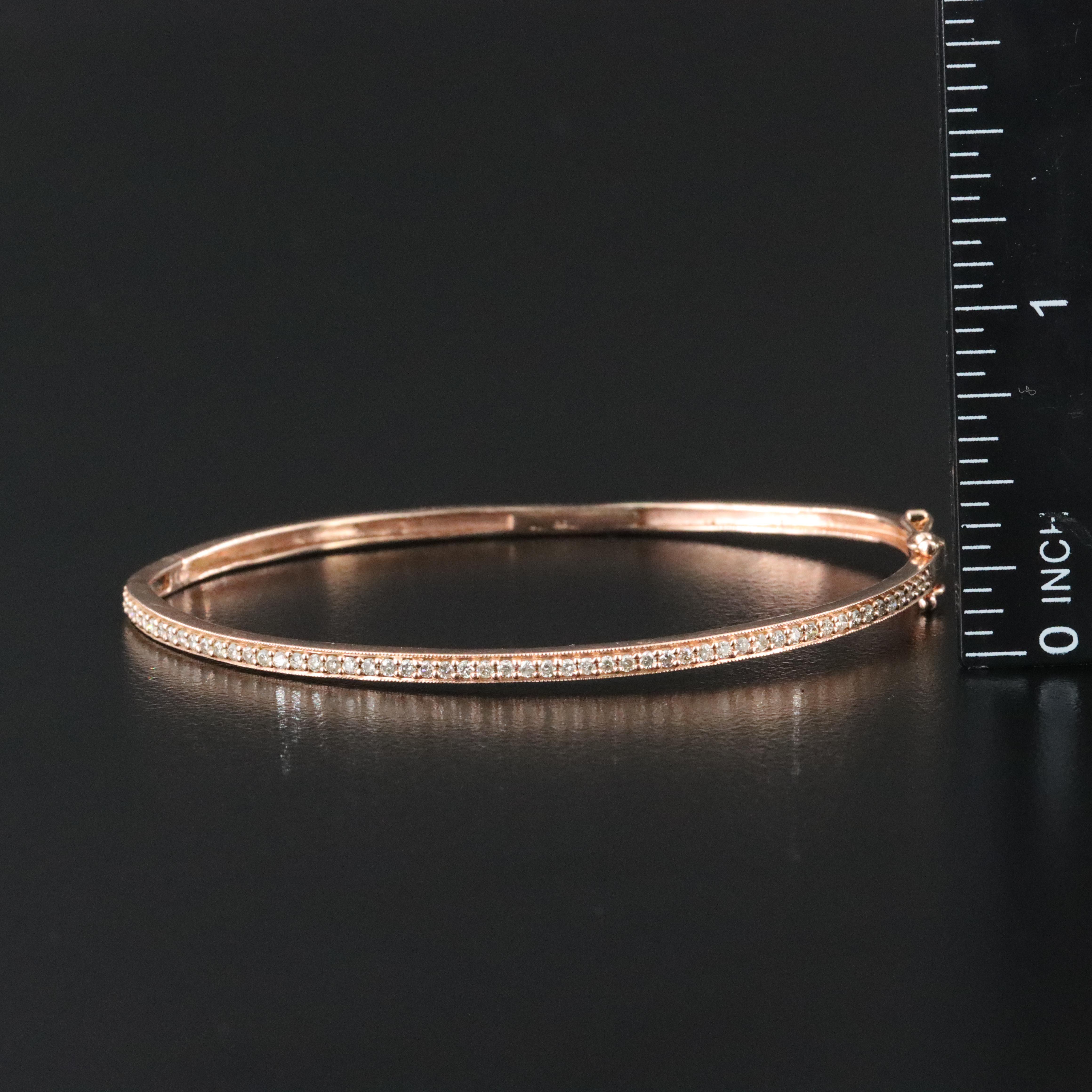 14K Rose Gold 0.49 CTW Diamond Hinged Bangle