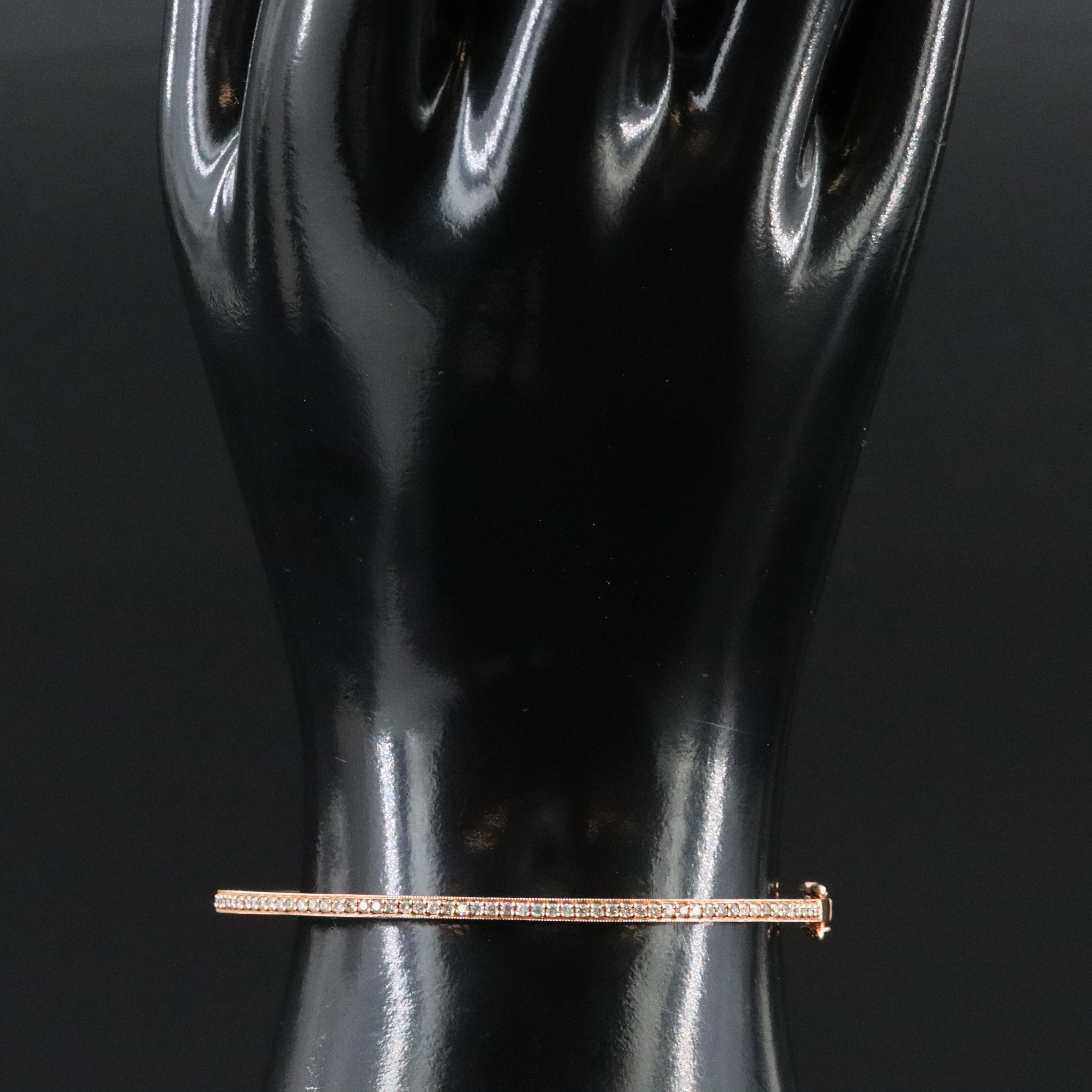 14K Rose Gold 0.49 CTW Diamond Hinged Bangle