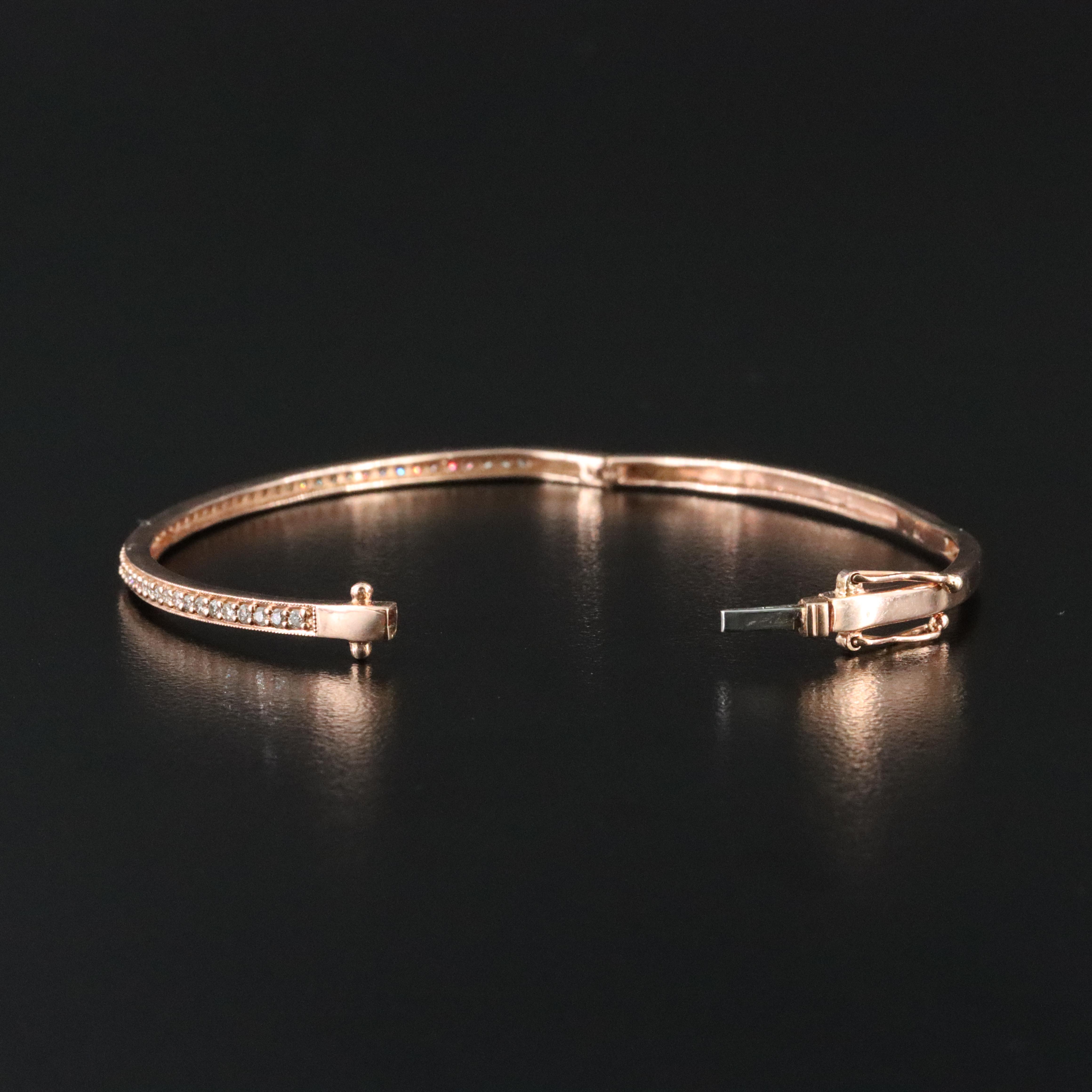 14K Rose Gold 0.49 CTW Diamond Hinged Bangle