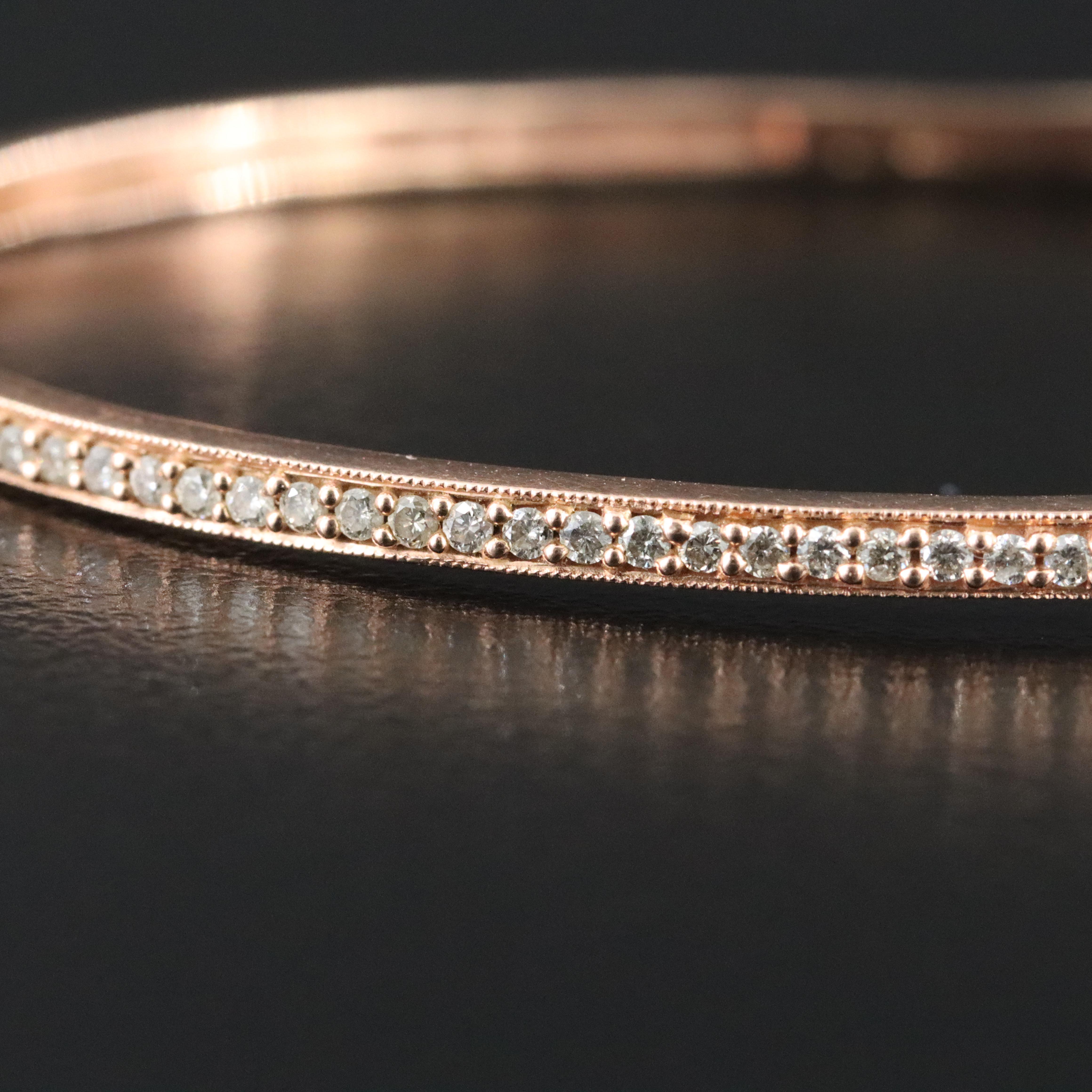 14K Rose Gold 0.49 CTW Diamond Hinged Bangle