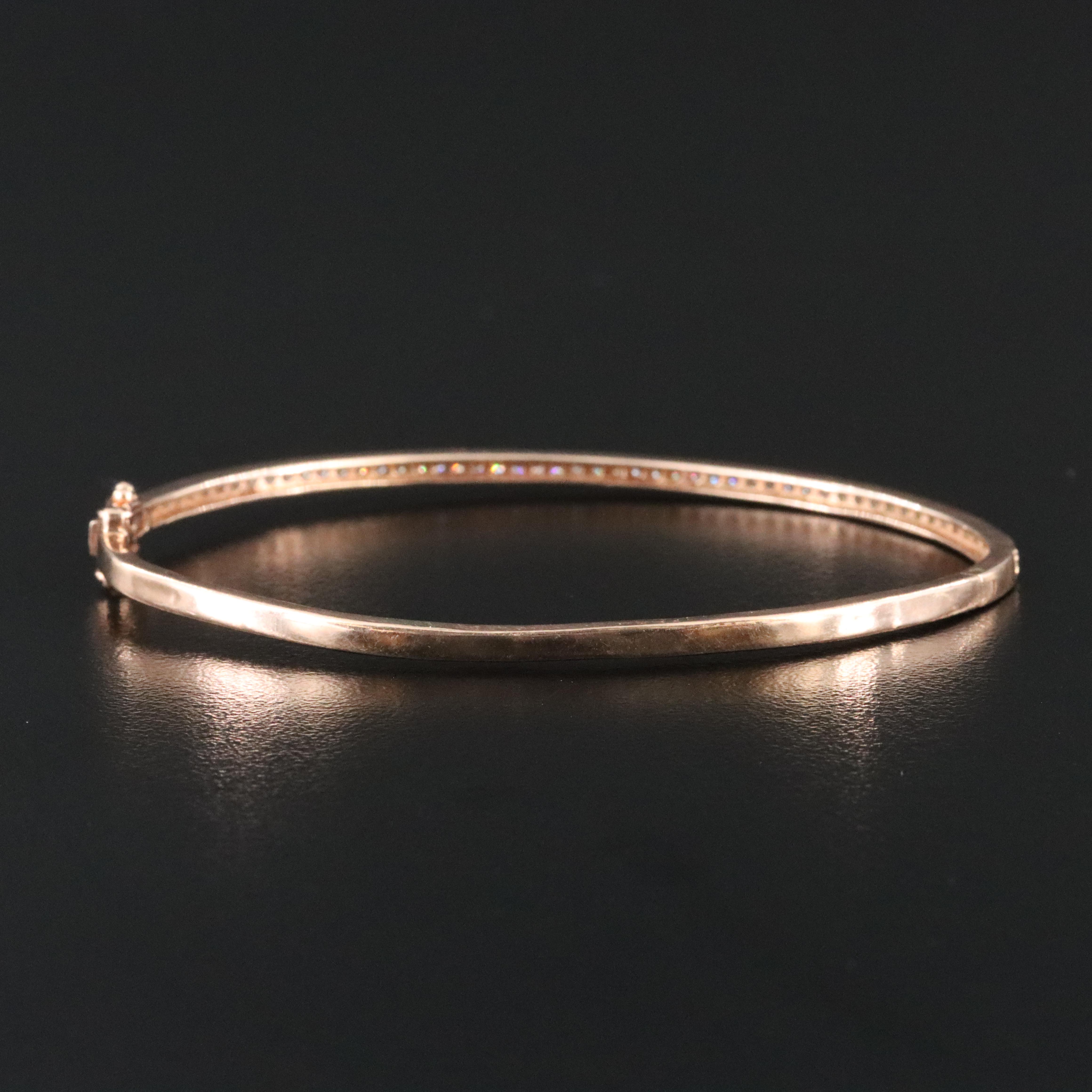 14K Rose Gold 0.49 CTW Diamond Hinged Bangle