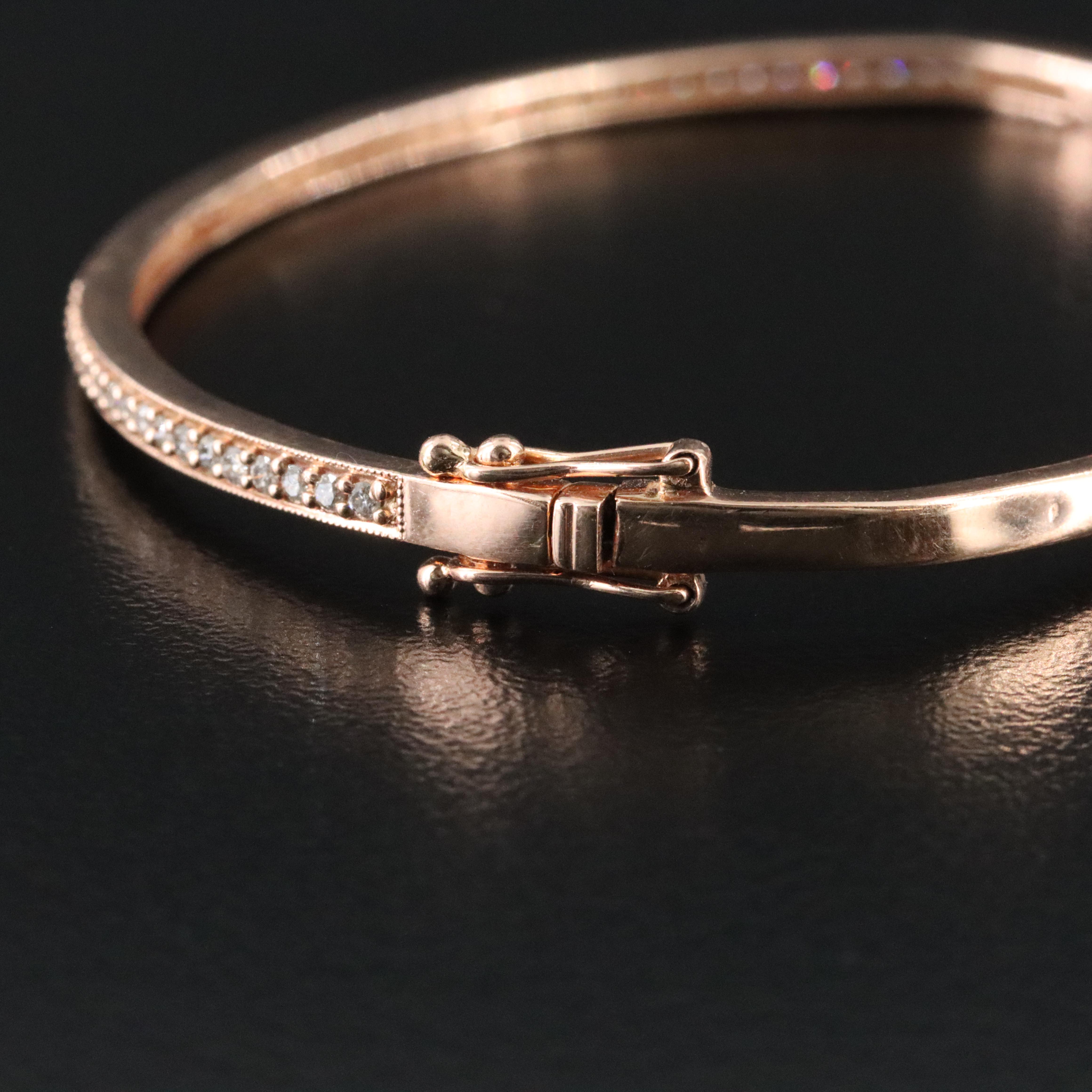 14K Rose Gold 0.49 CTW Diamond Hinged Bangle