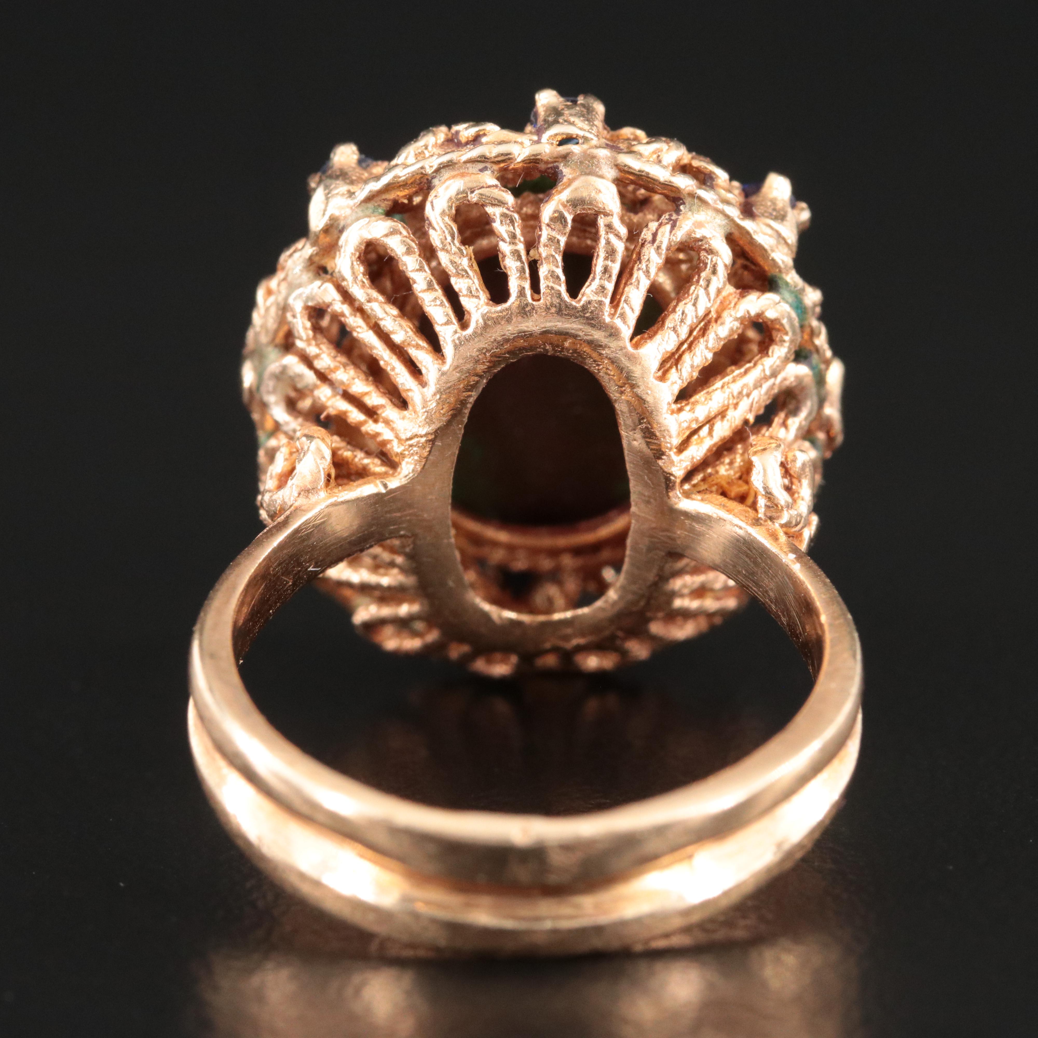 14K Jadeite and Sapphire Ring