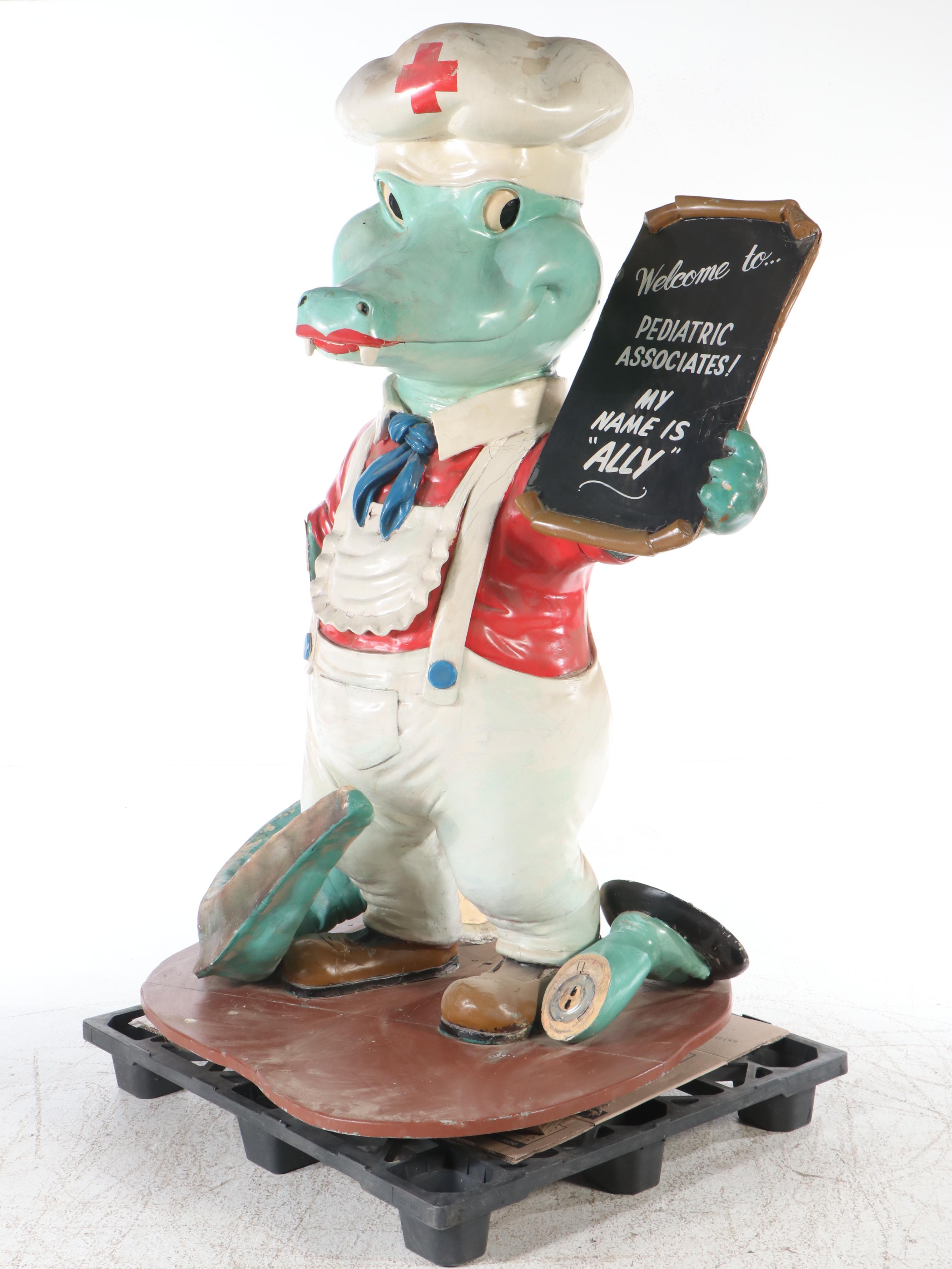 Jungle Jim's Salvage 70" Painted Plaster Anthropomorphic Alligator Sculpture