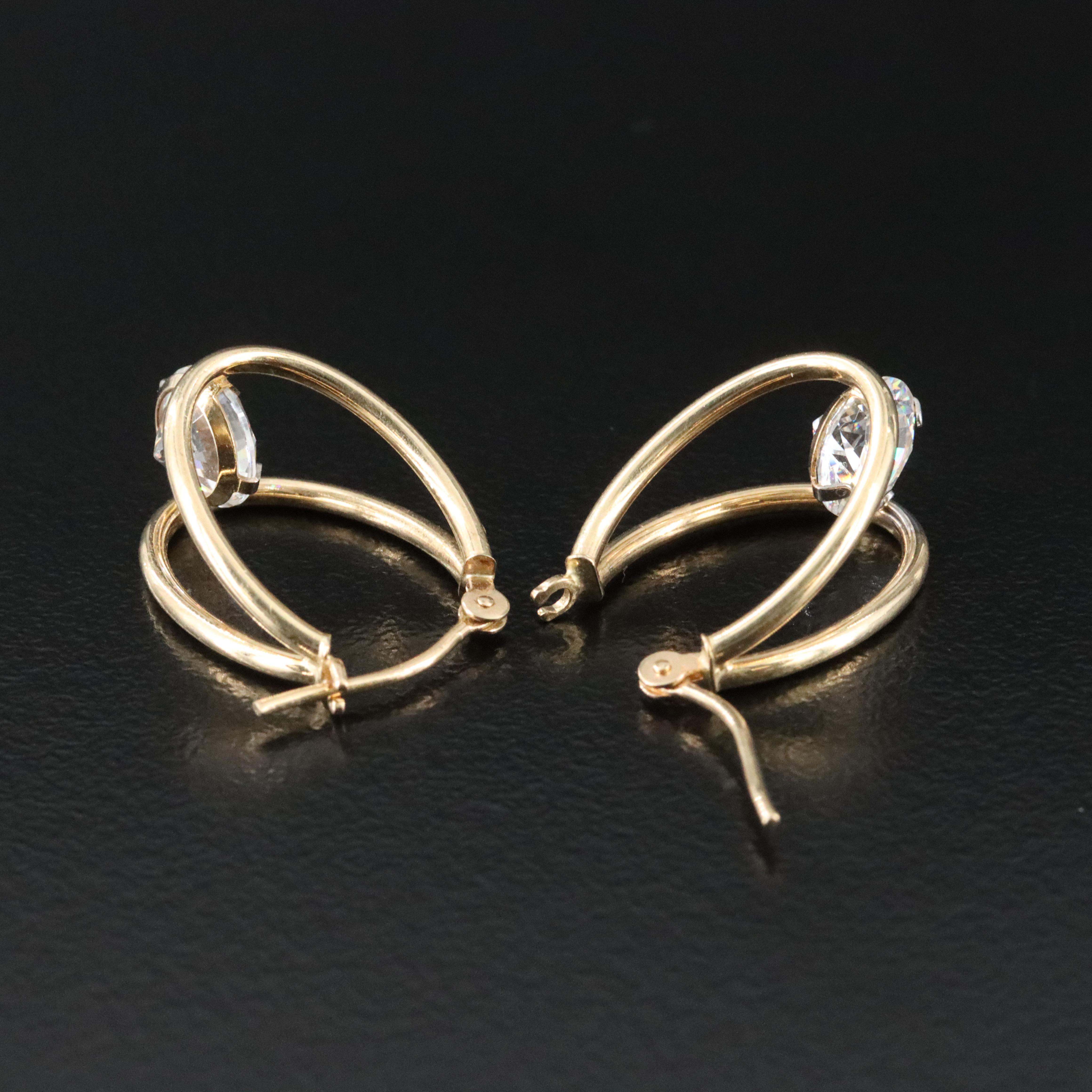 14K CZ Hoop Earrings