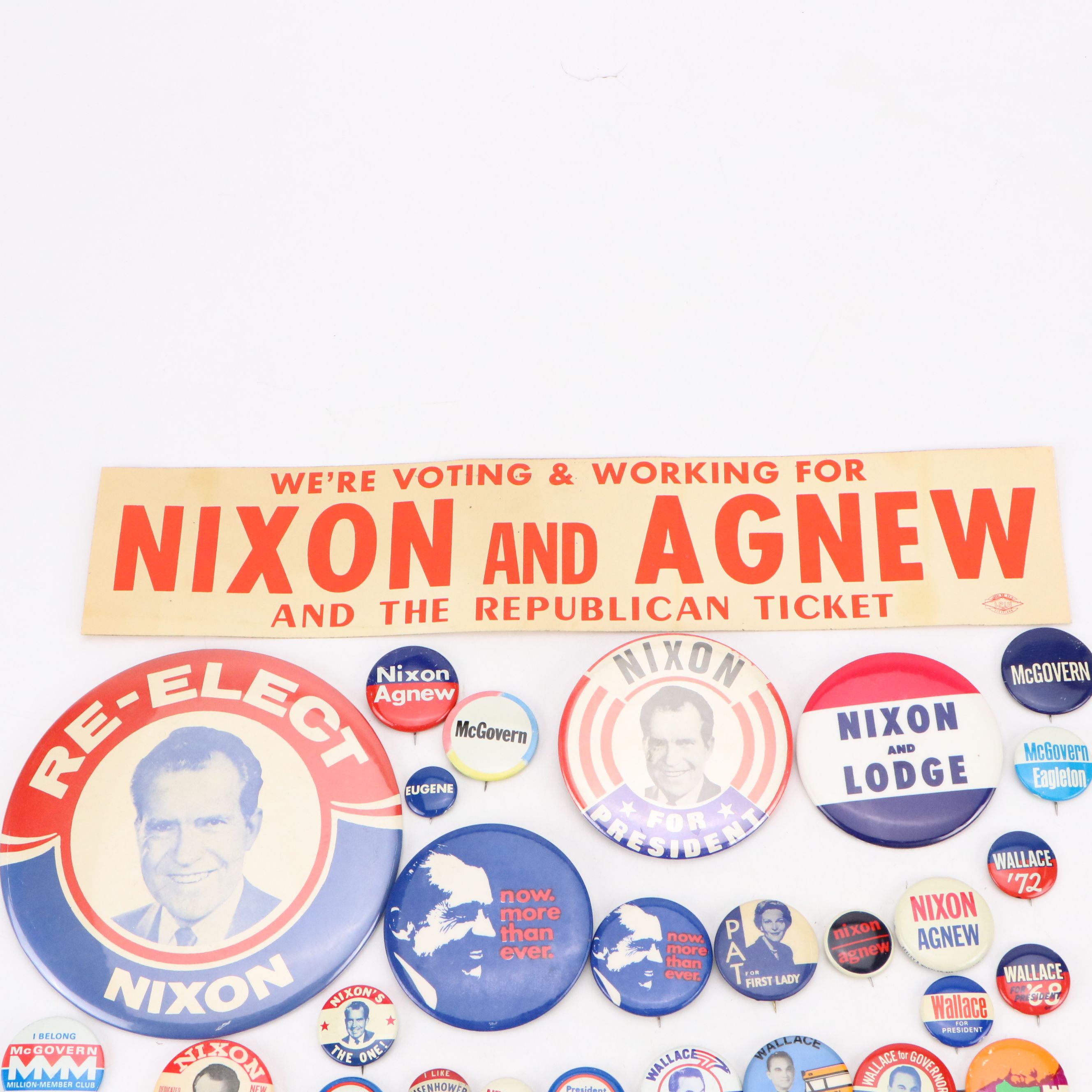 George McGovern, Richard Nixon with Other Political Pinbacks and Sticker