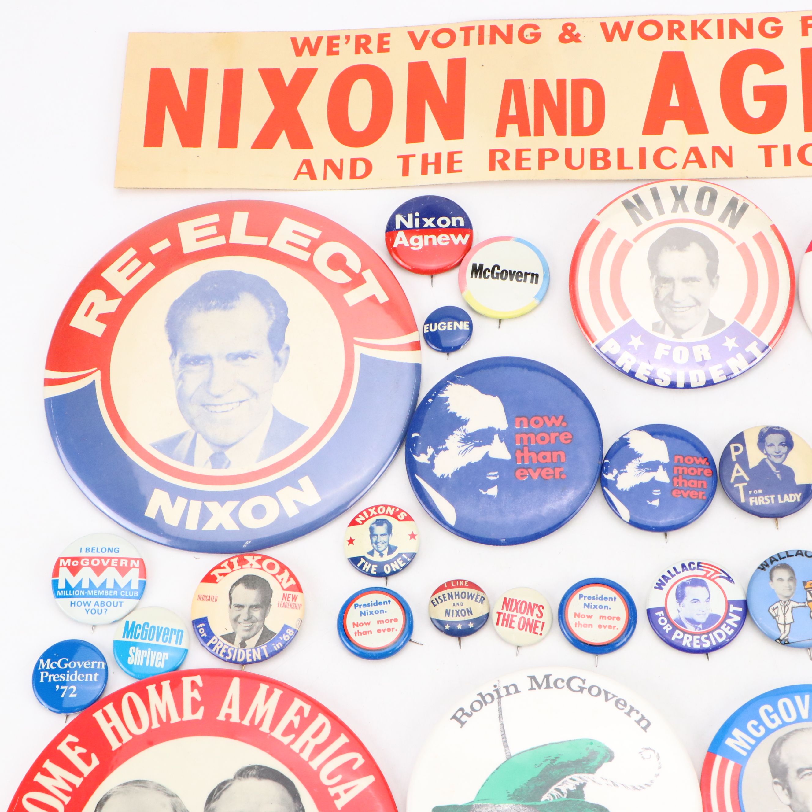 George McGovern, Richard Nixon with Other Political Pinbacks and Sticker