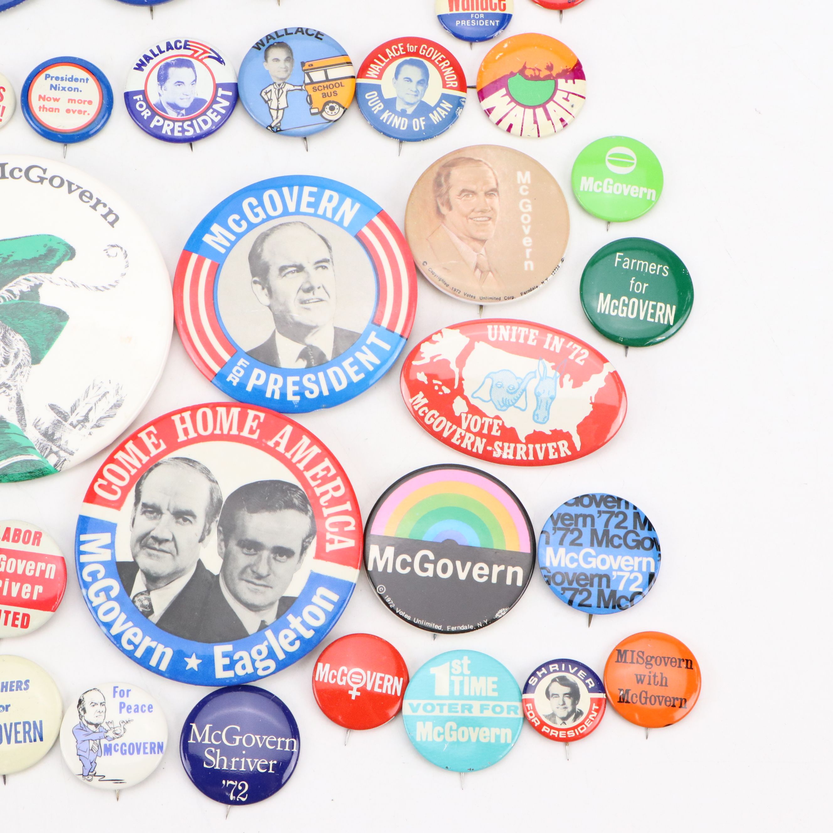 George McGovern, Richard Nixon with Other Political Pinbacks and Sticker
