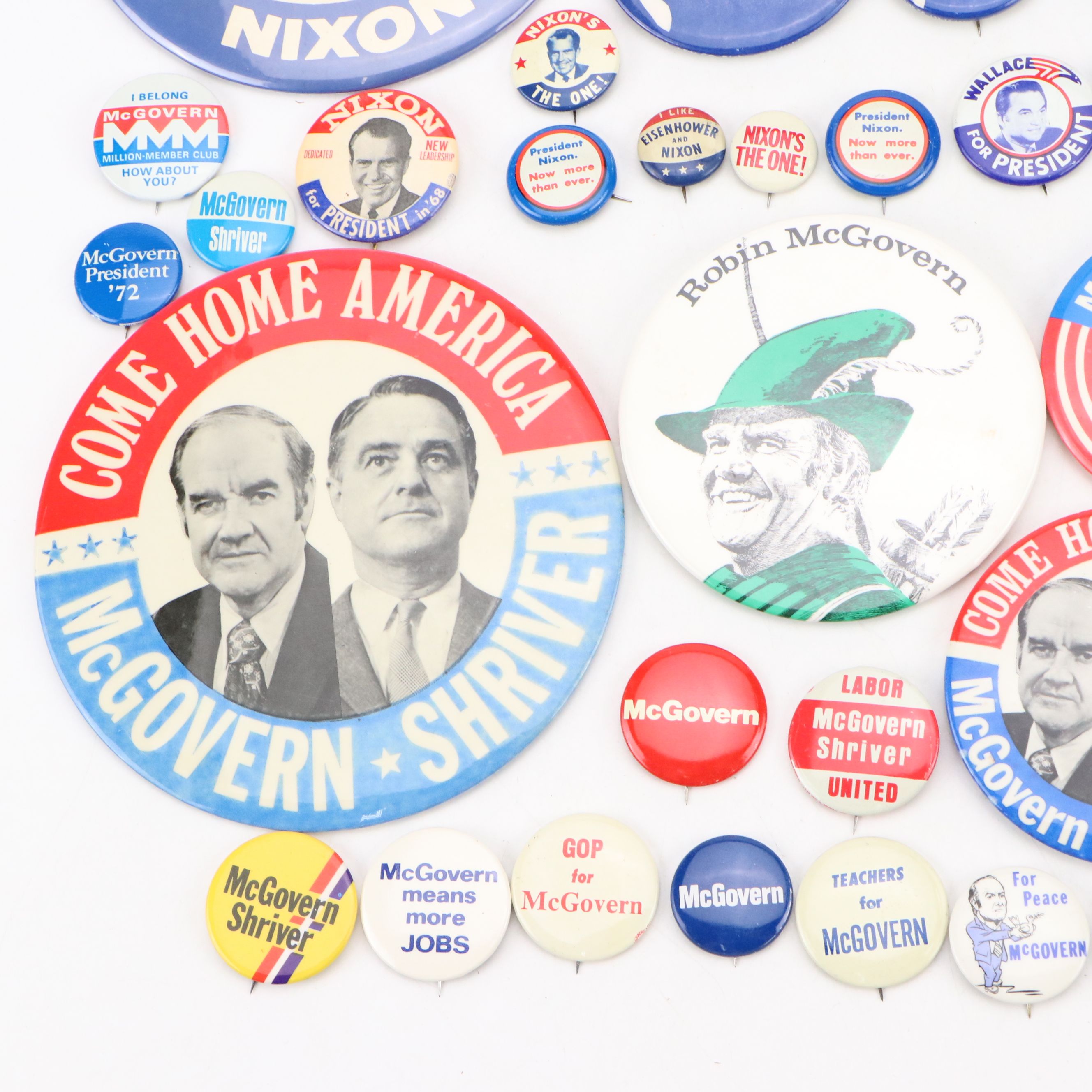 George McGovern, Richard Nixon with Other Political Pinbacks and Sticker