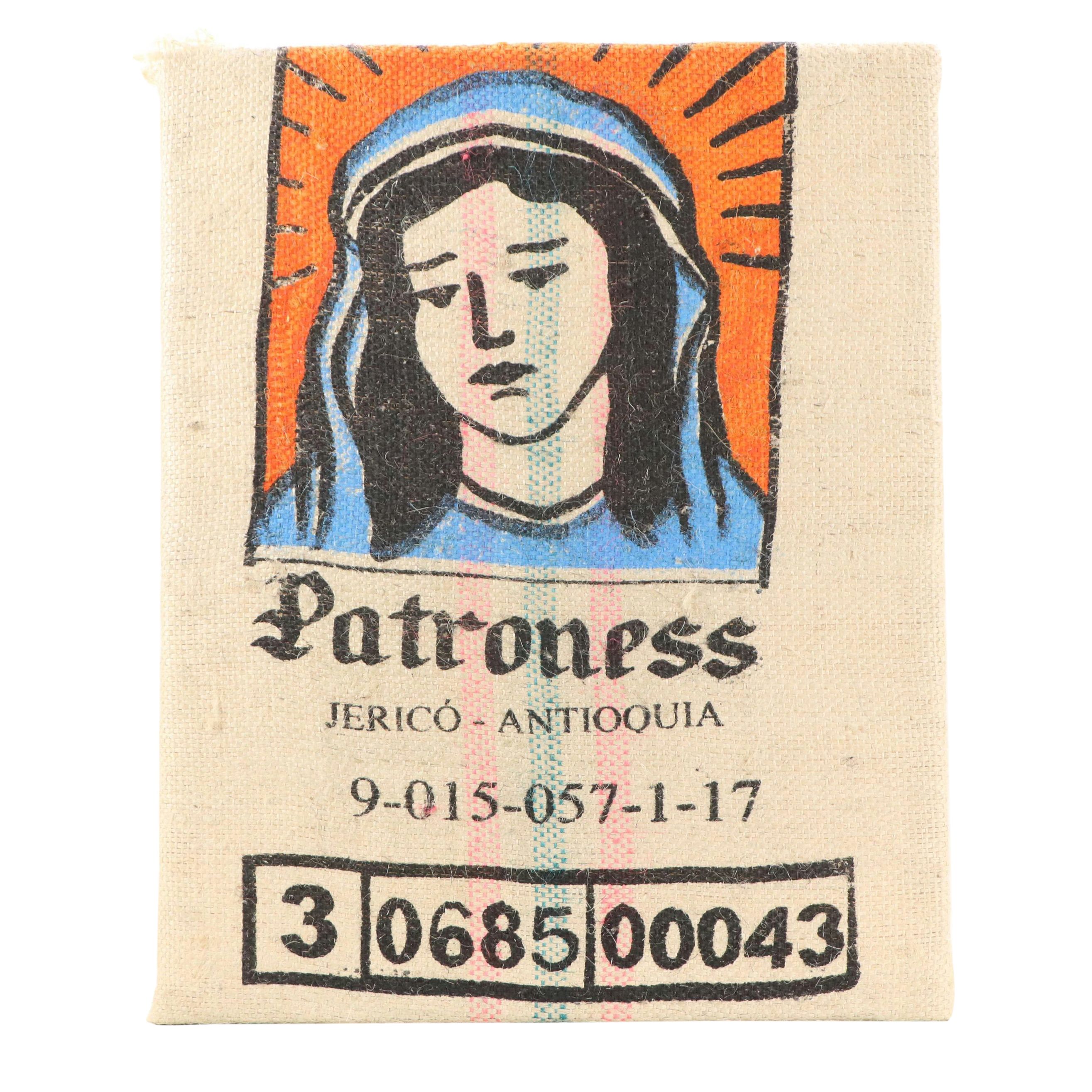 Patroness Coffee Jute Bag Stretched on Canvas