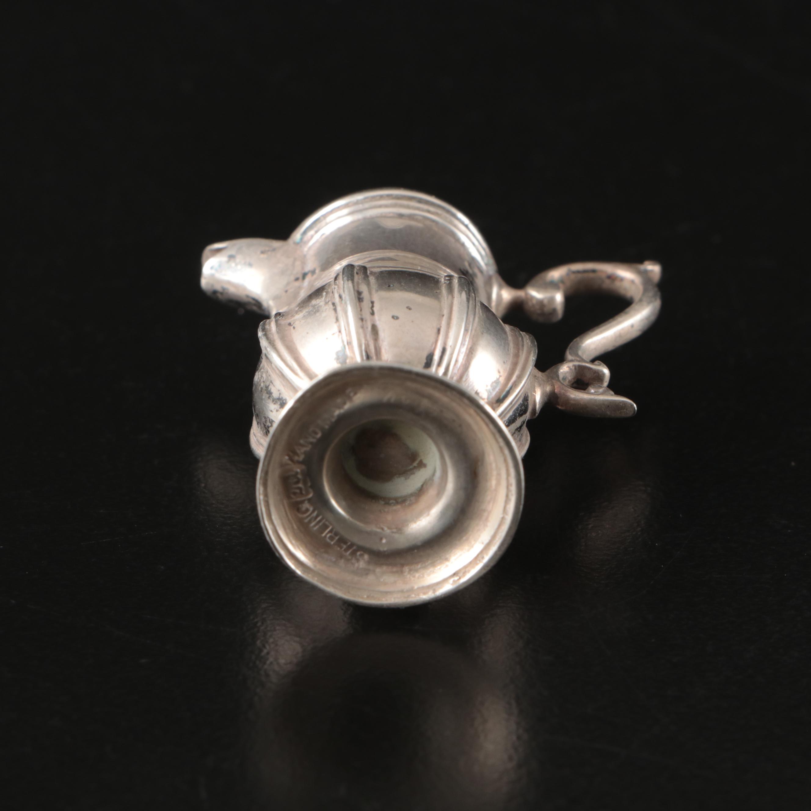 Miniature Sterling Silver Teapot and Other Serveware