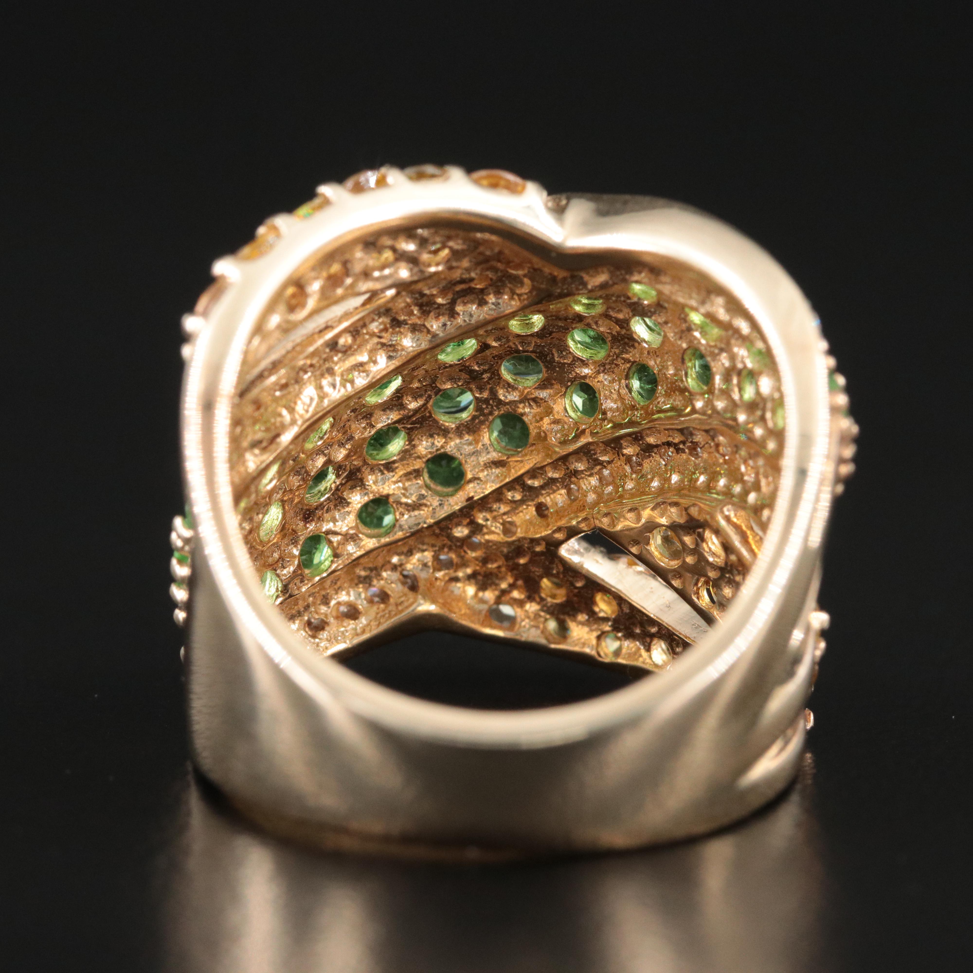 9K Sphene, Tsavorite and Diamond Ring