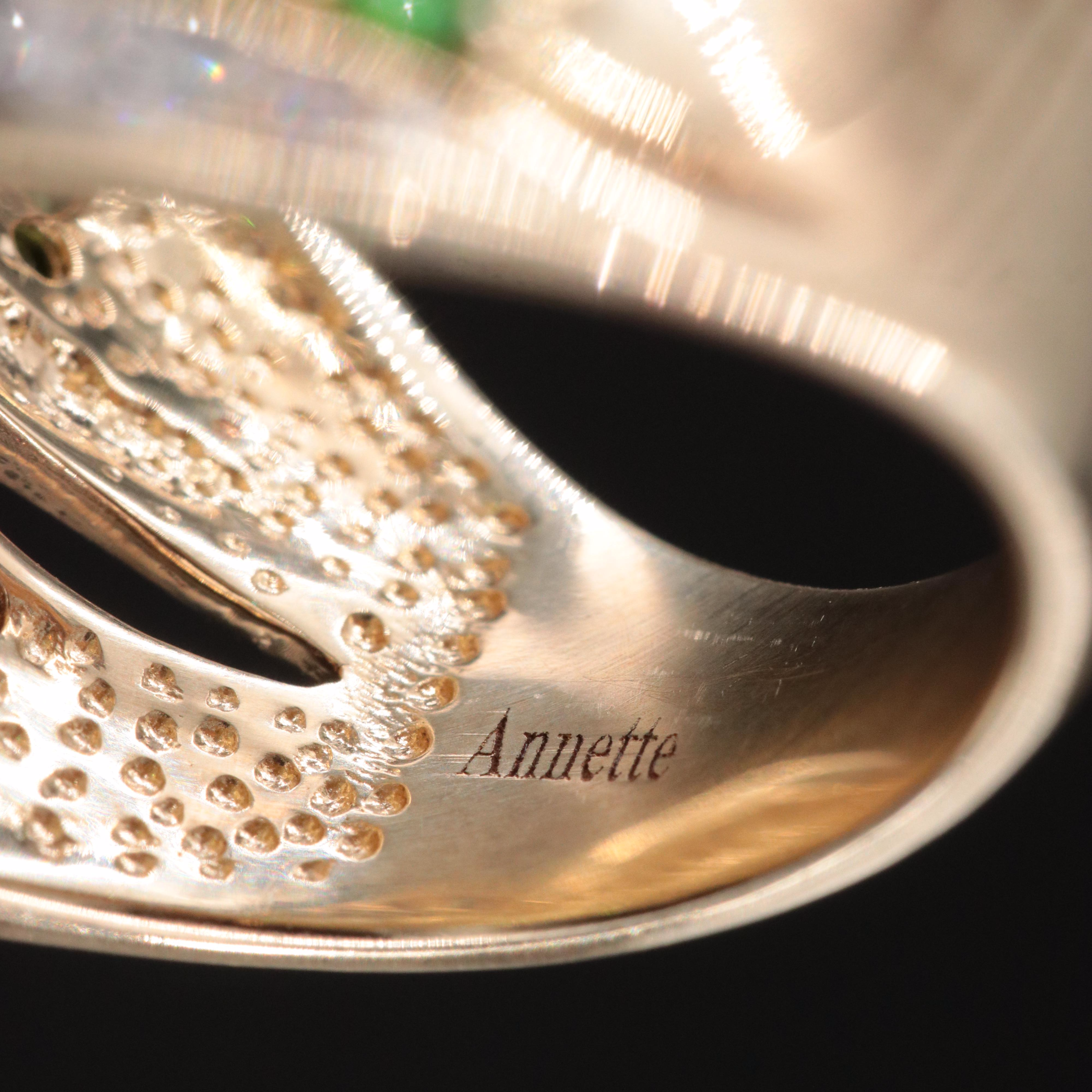 9K Sphene, Tsavorite and Diamond Ring