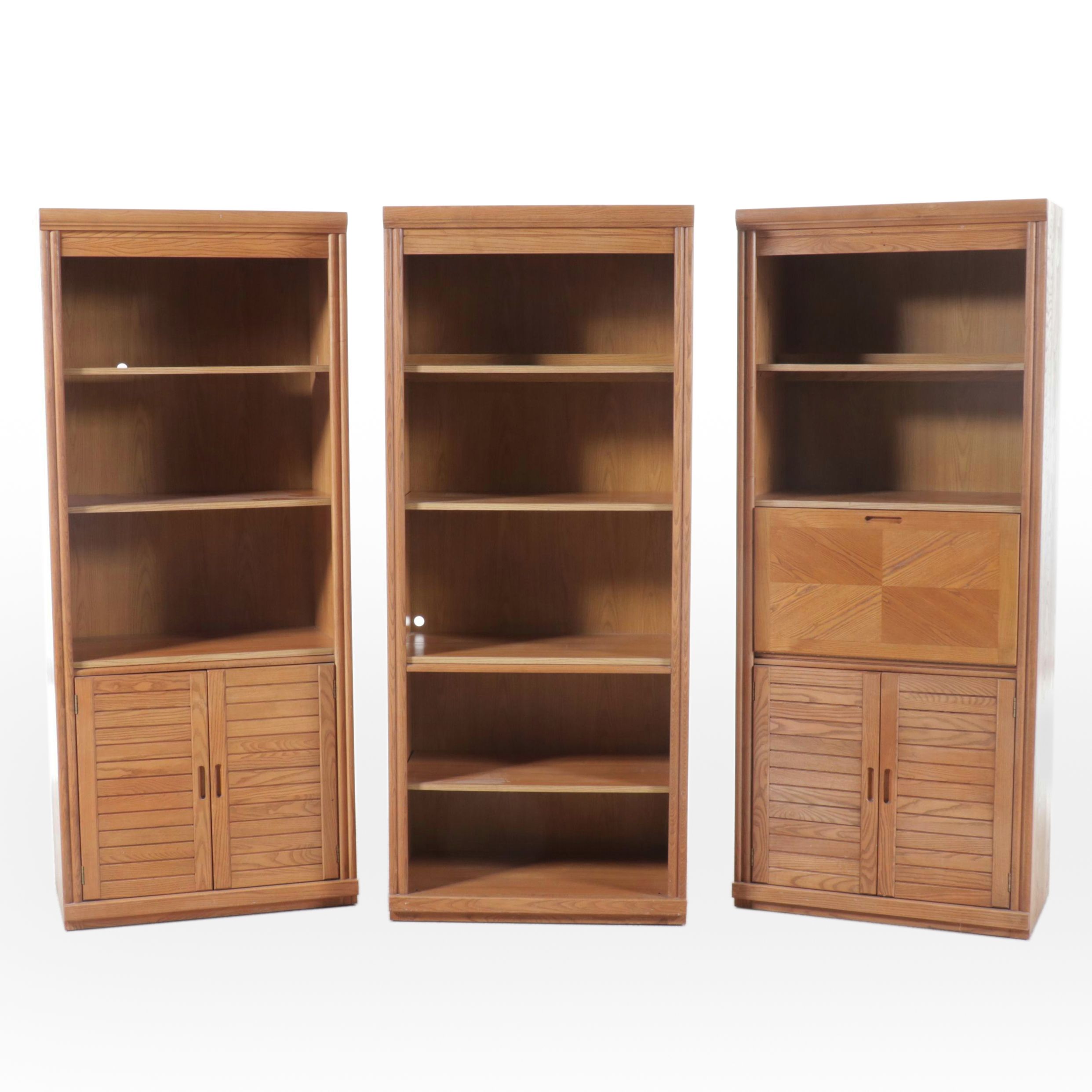 Three-Piece Wall Unit Cabinet Bookcases, Late 20th Century
