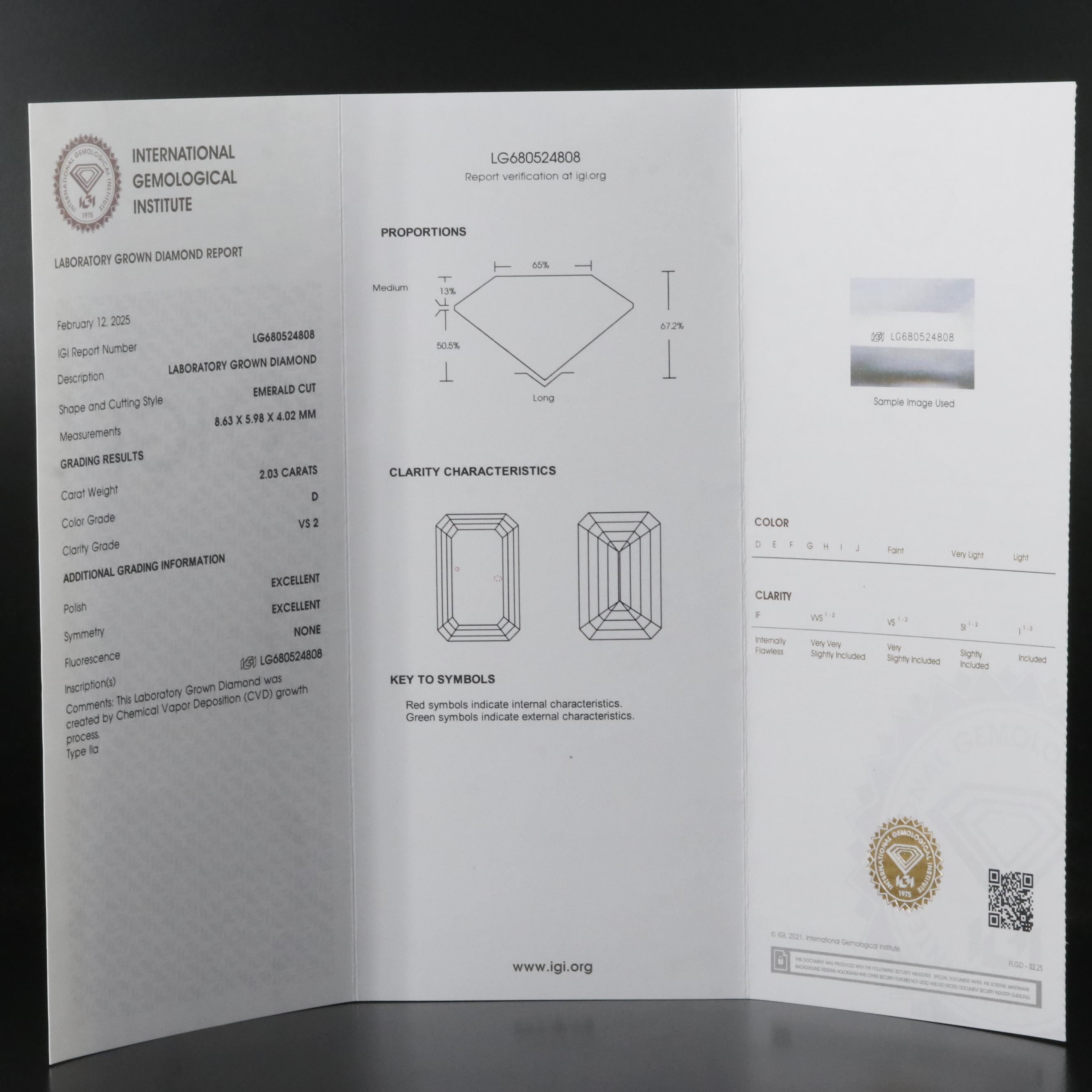 14K 2.03 CT Lab Grown Diamond Pendant with IGI Report