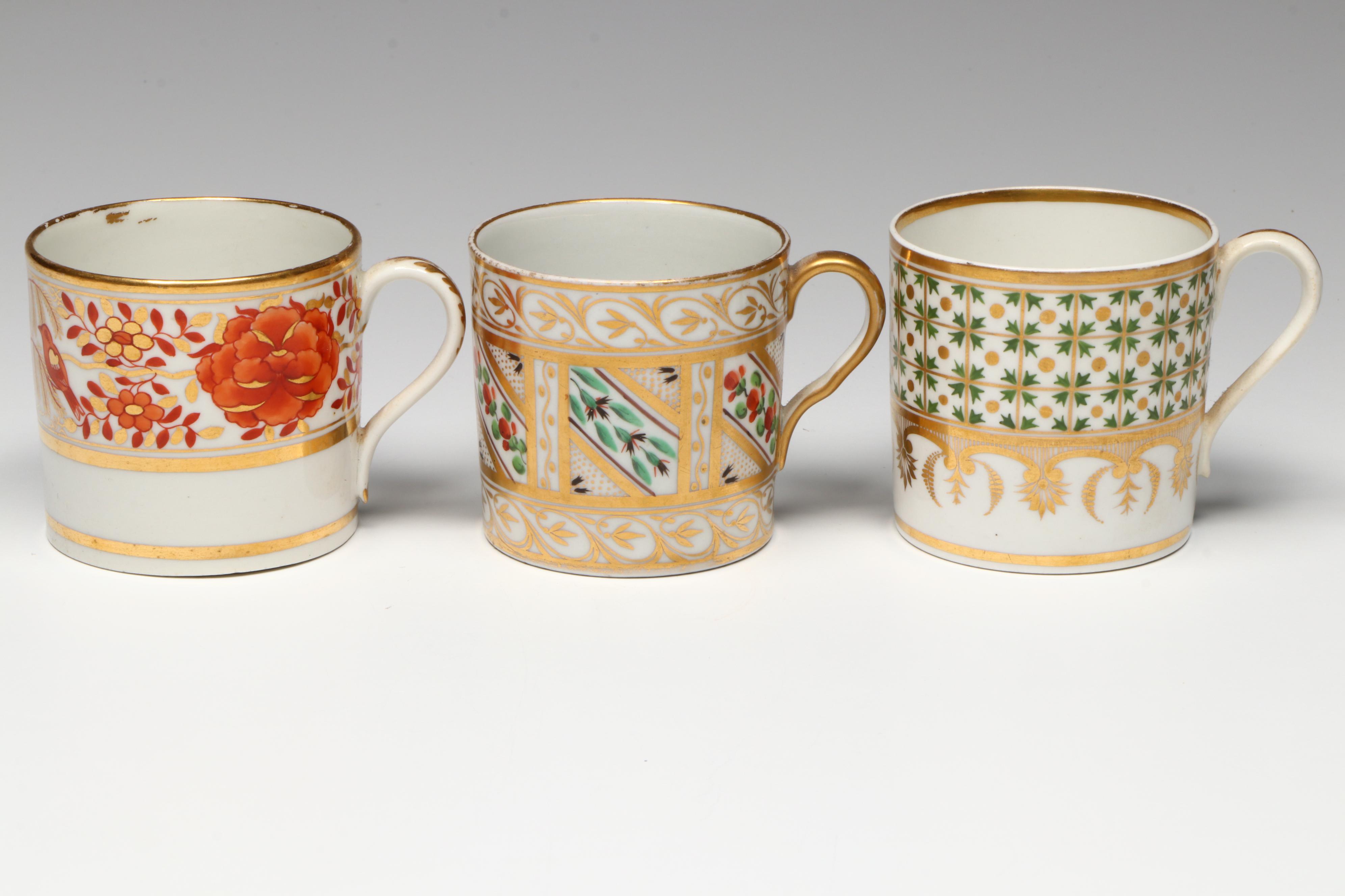 Tettau with Other English Georgian Porcelain Coffee Cups and Tea Bowl