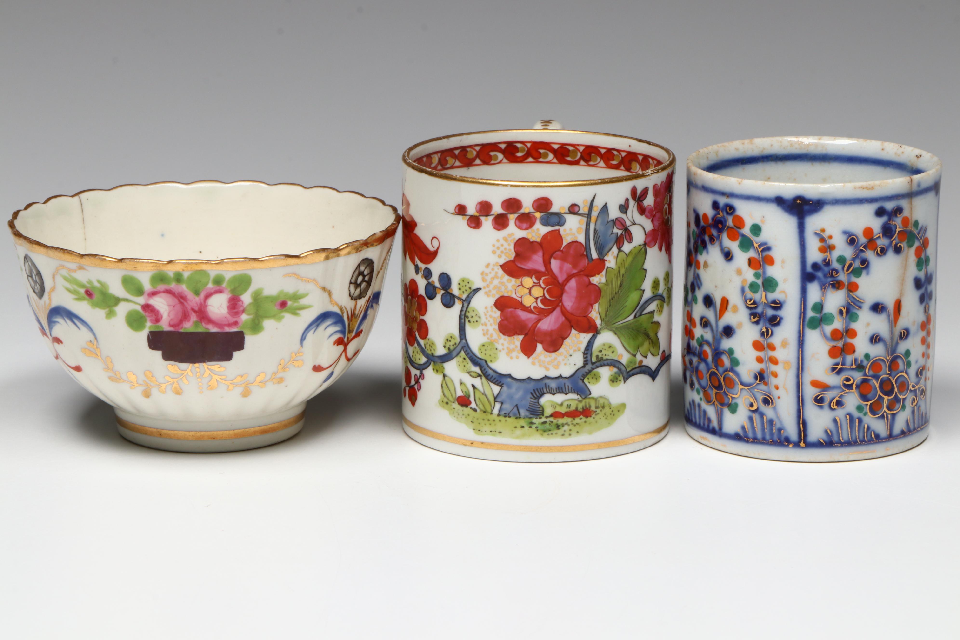 Tettau with Other English Georgian Porcelain Coffee Cups and Tea Bowl