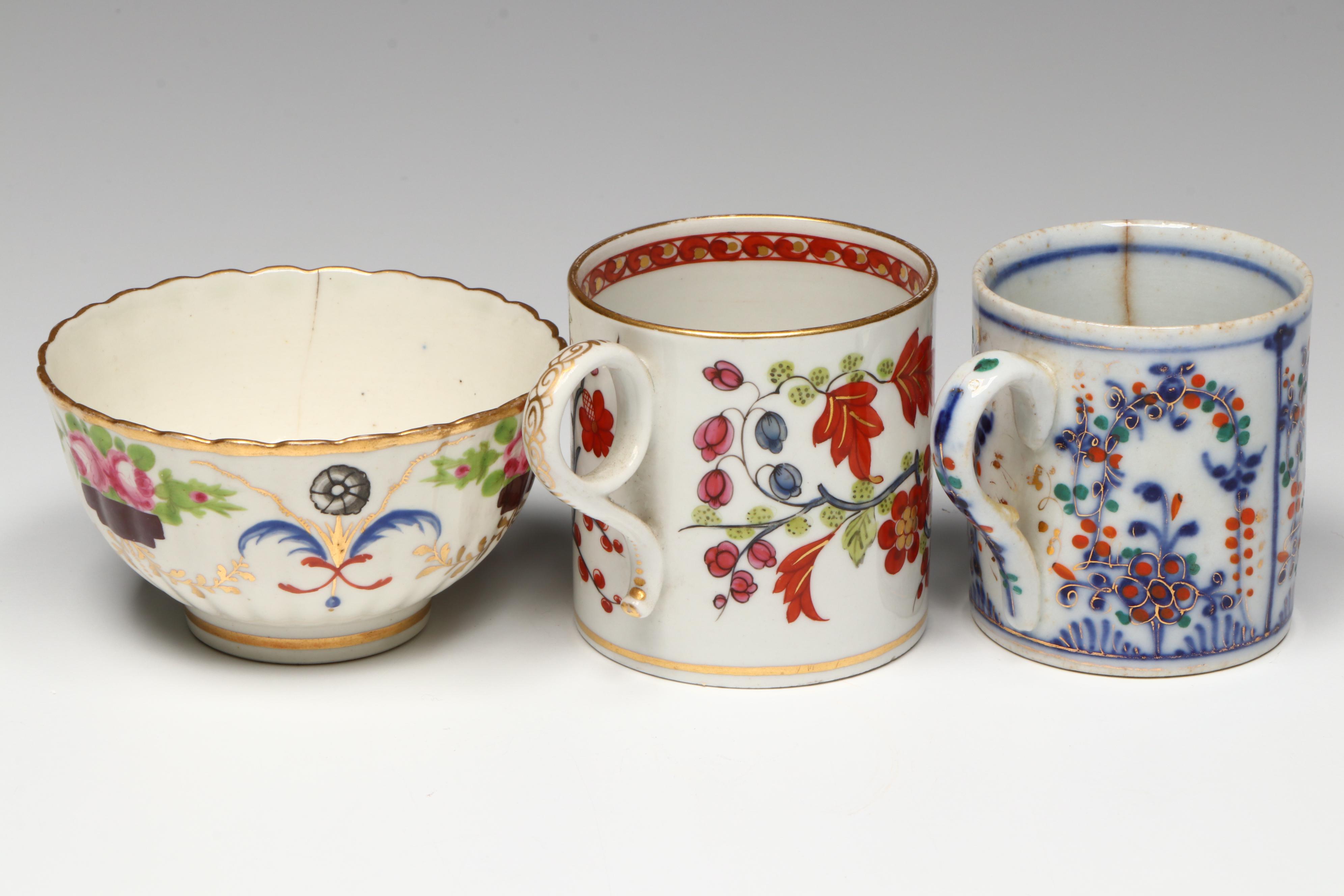 Tettau with Other English Georgian Porcelain Coffee Cups and Tea Bowl