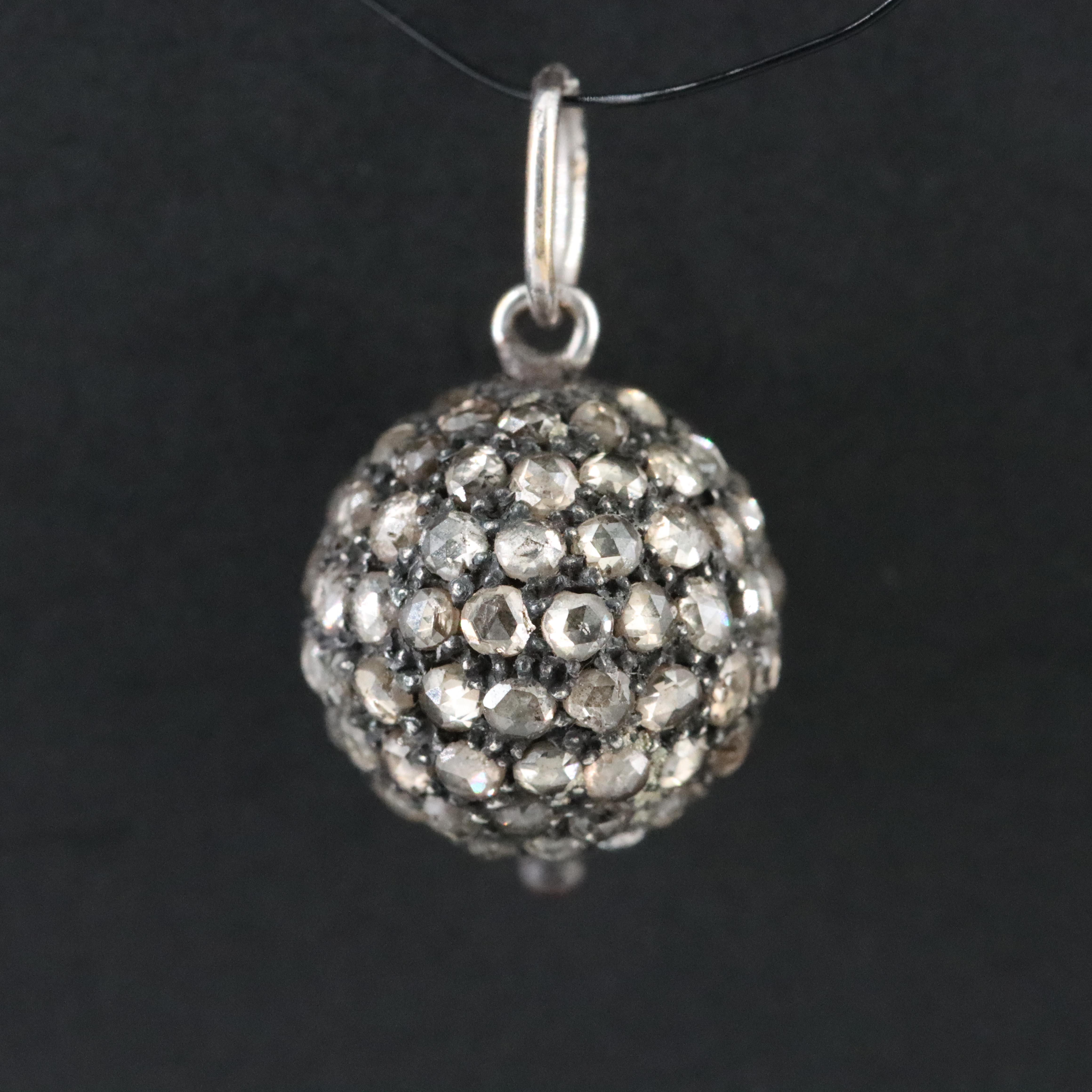 800 Diamond Silver Bead with 10K Bail