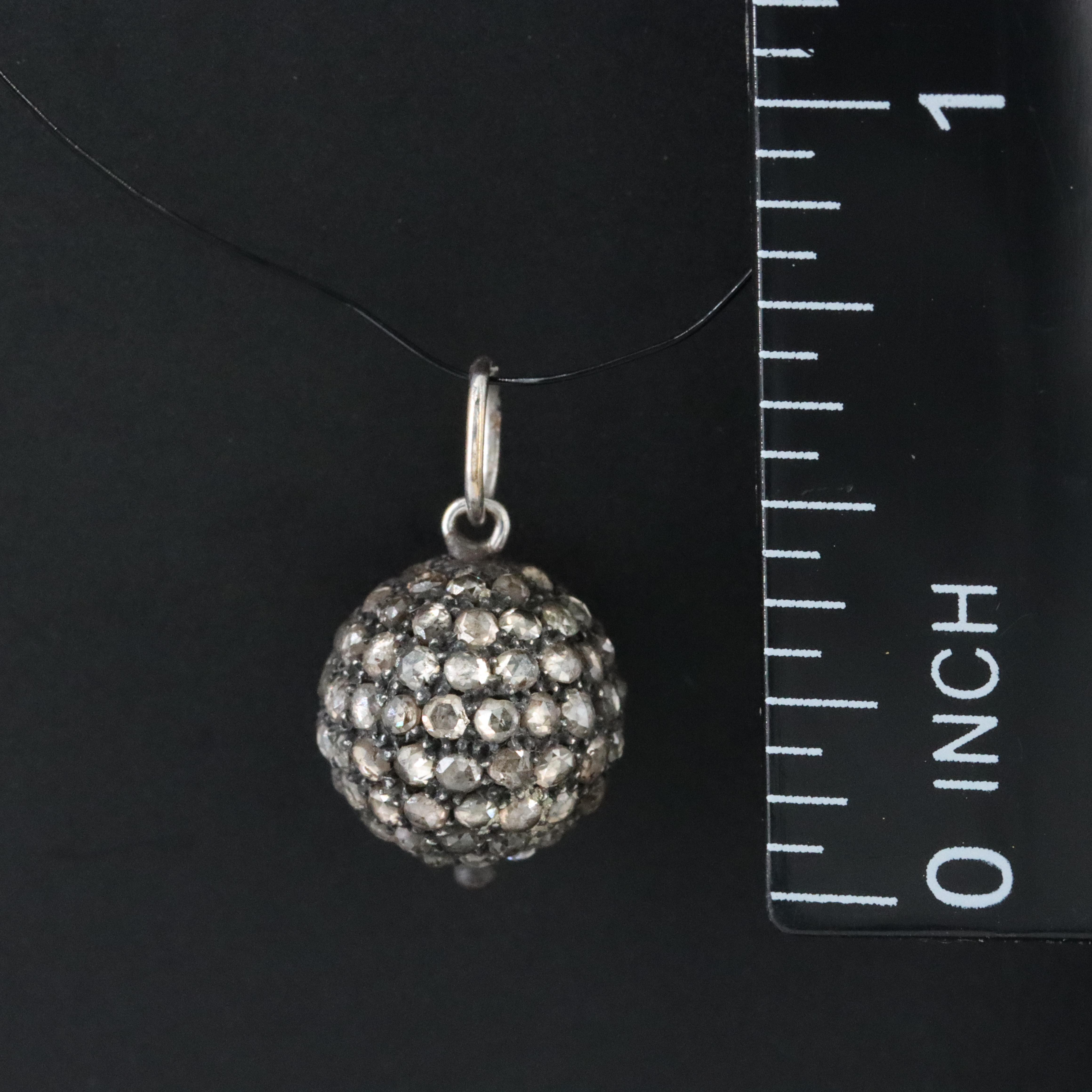 800 Diamond Silver Bead with 10K Bail
