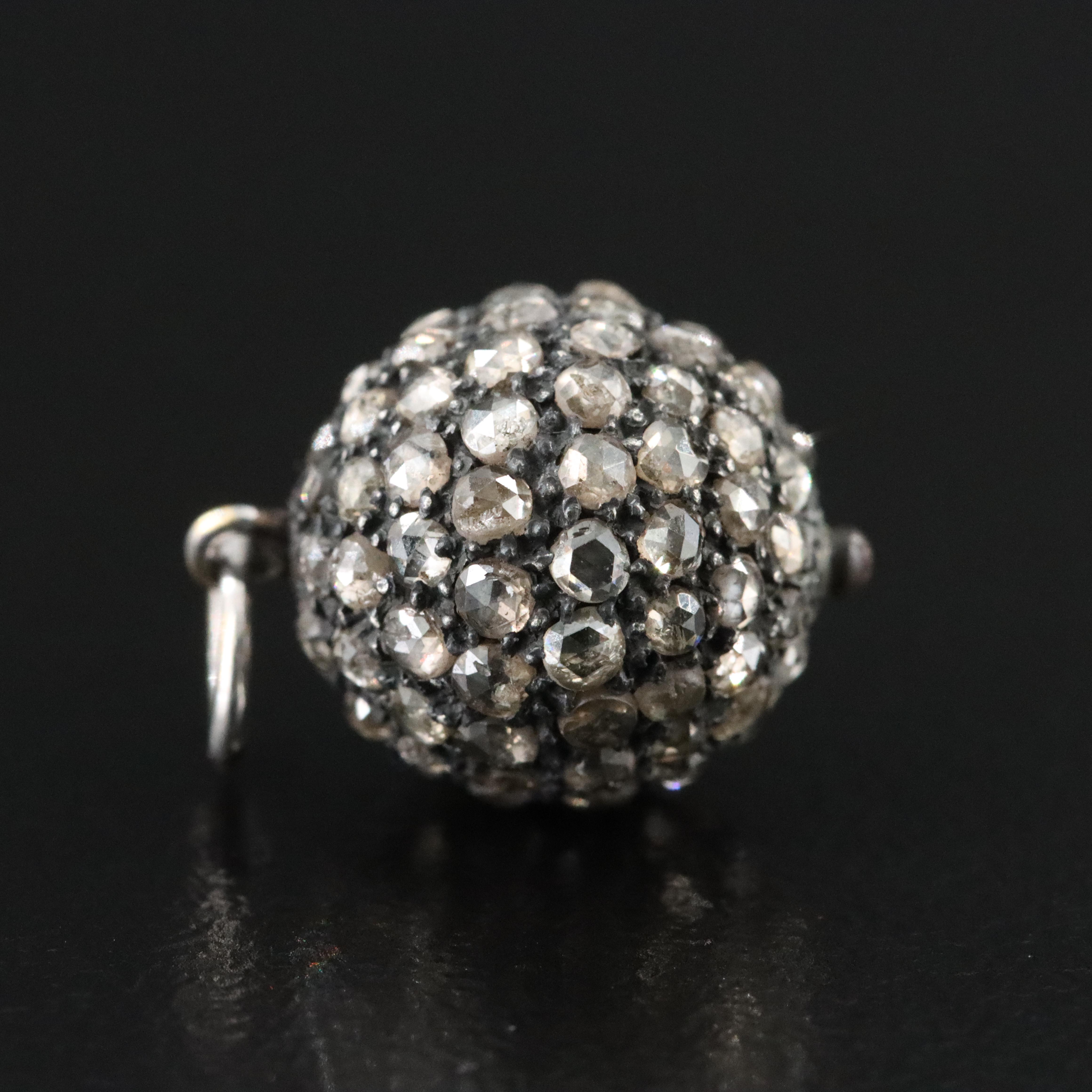 800 Diamond Silver Bead with 10K Bail