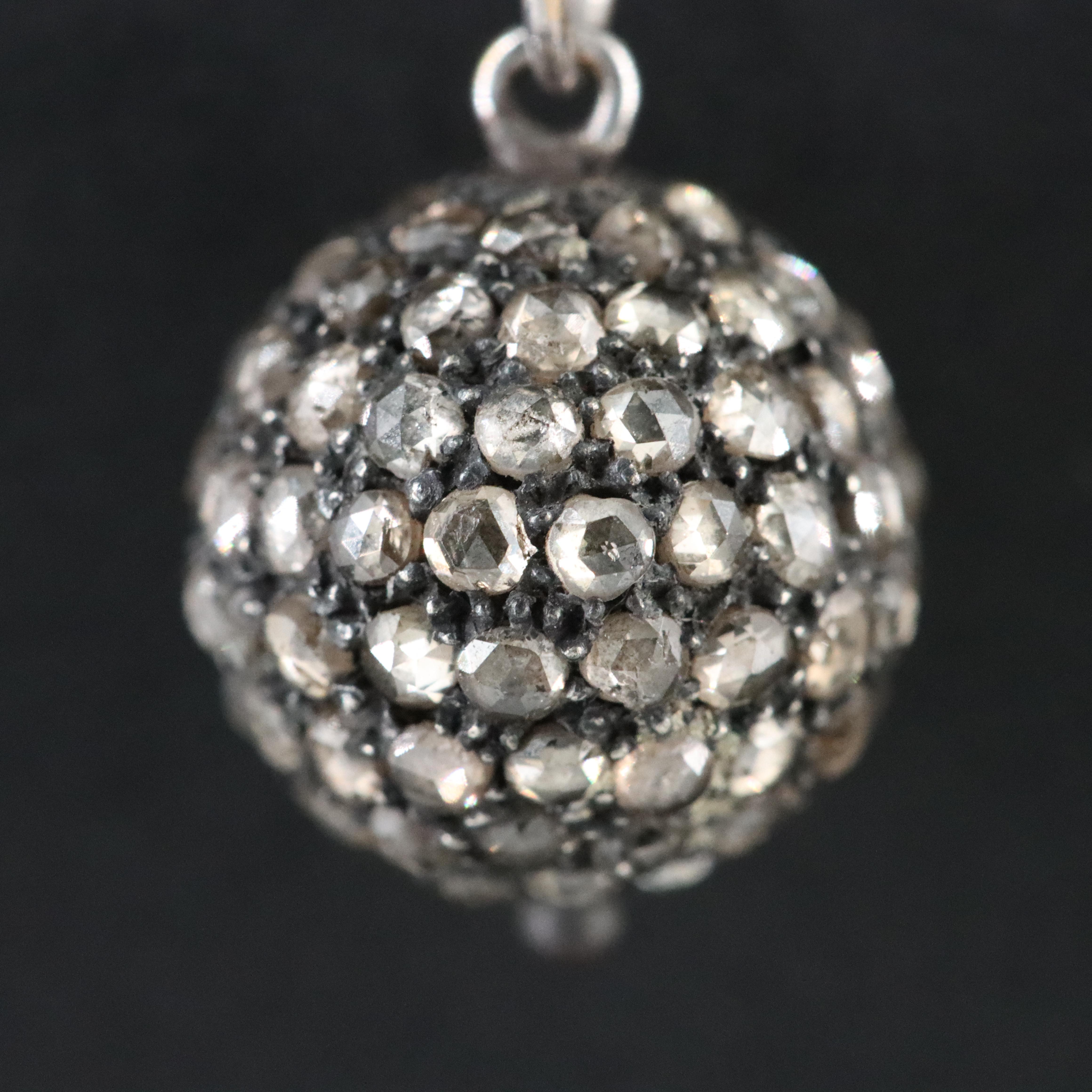 800 Diamond Silver Bead with 10K Bail