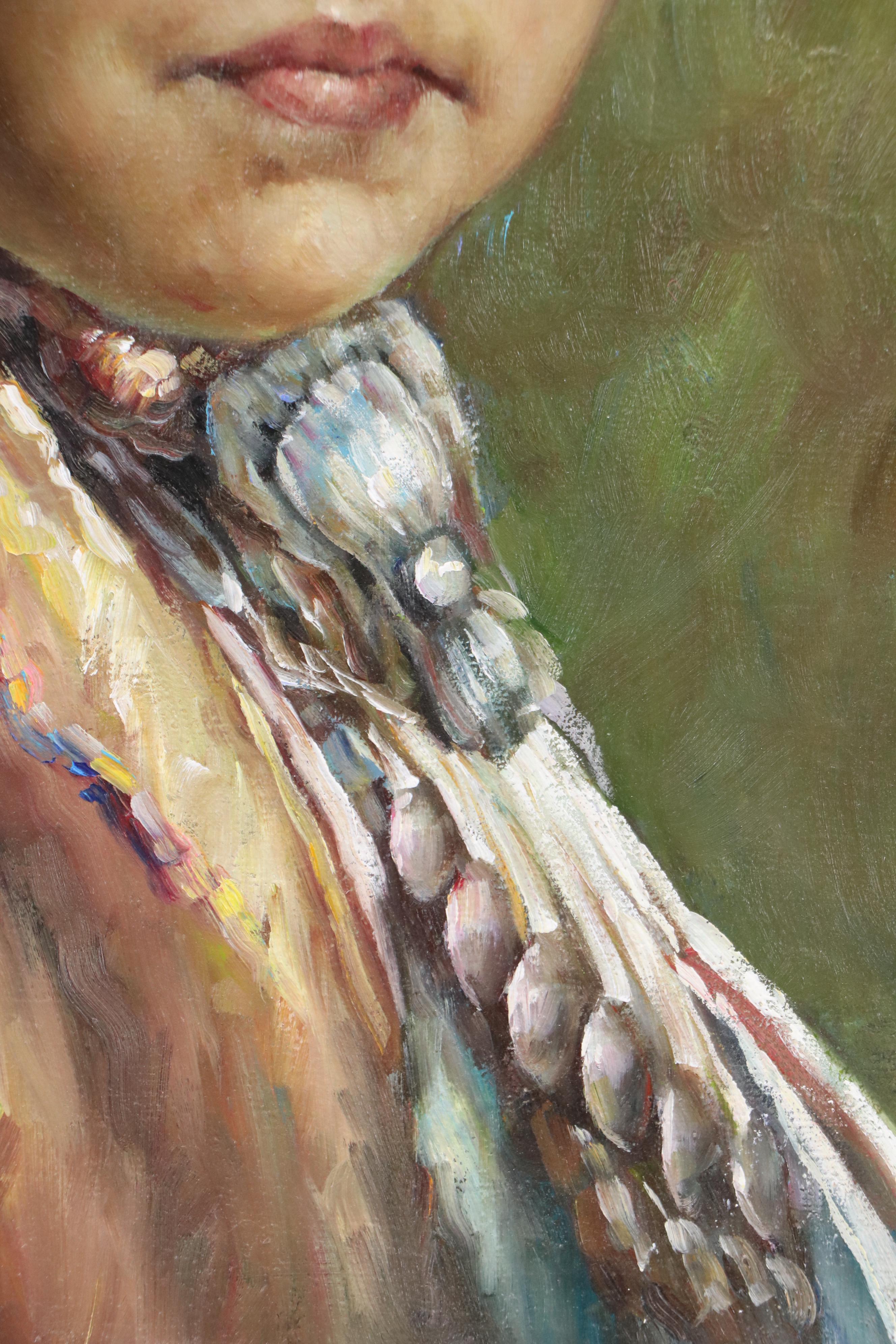 Portrait Oil Painting of Young Native American Boy, 2007